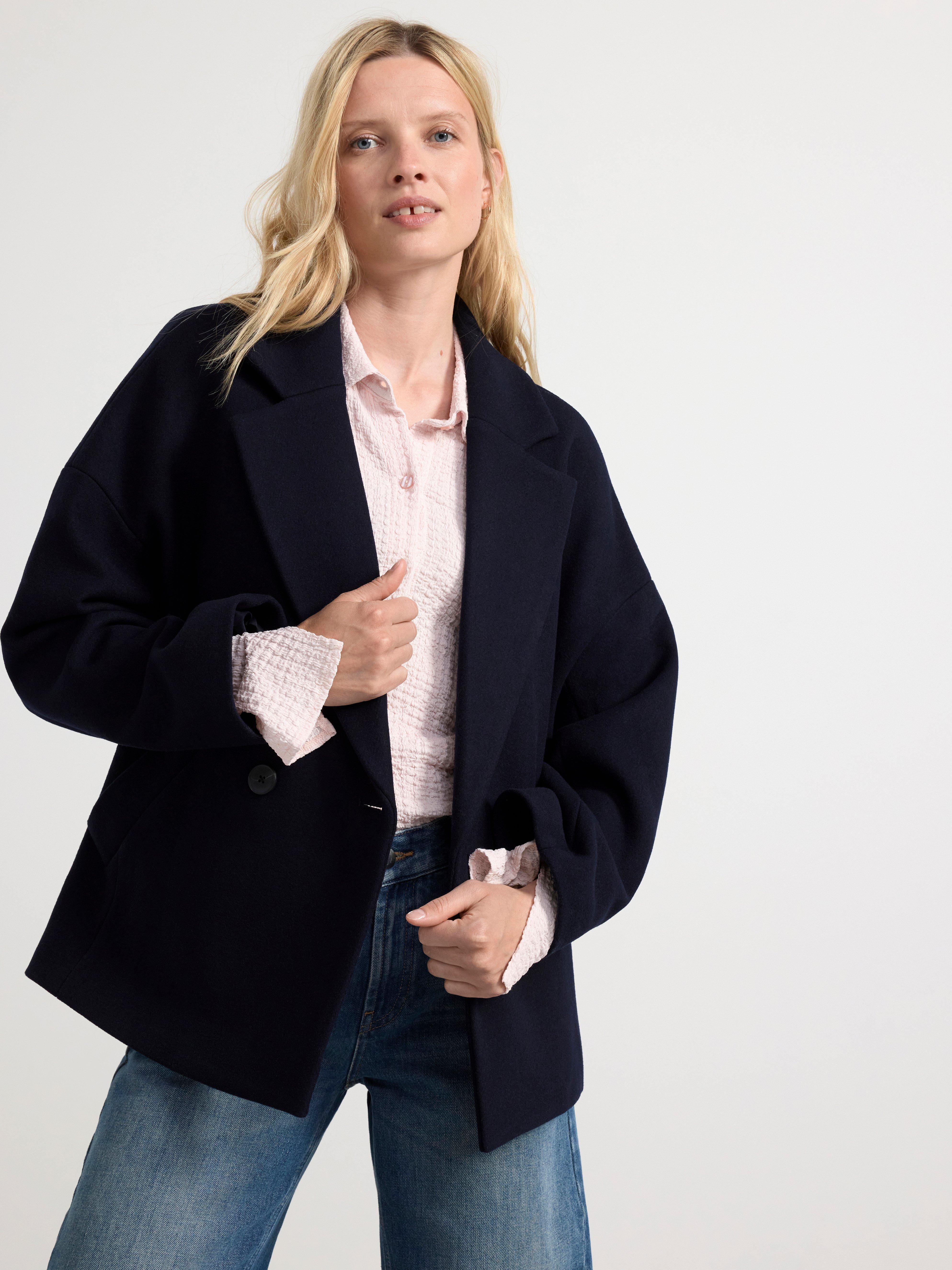 Jacket in wool blend with double button closure Dark Blue