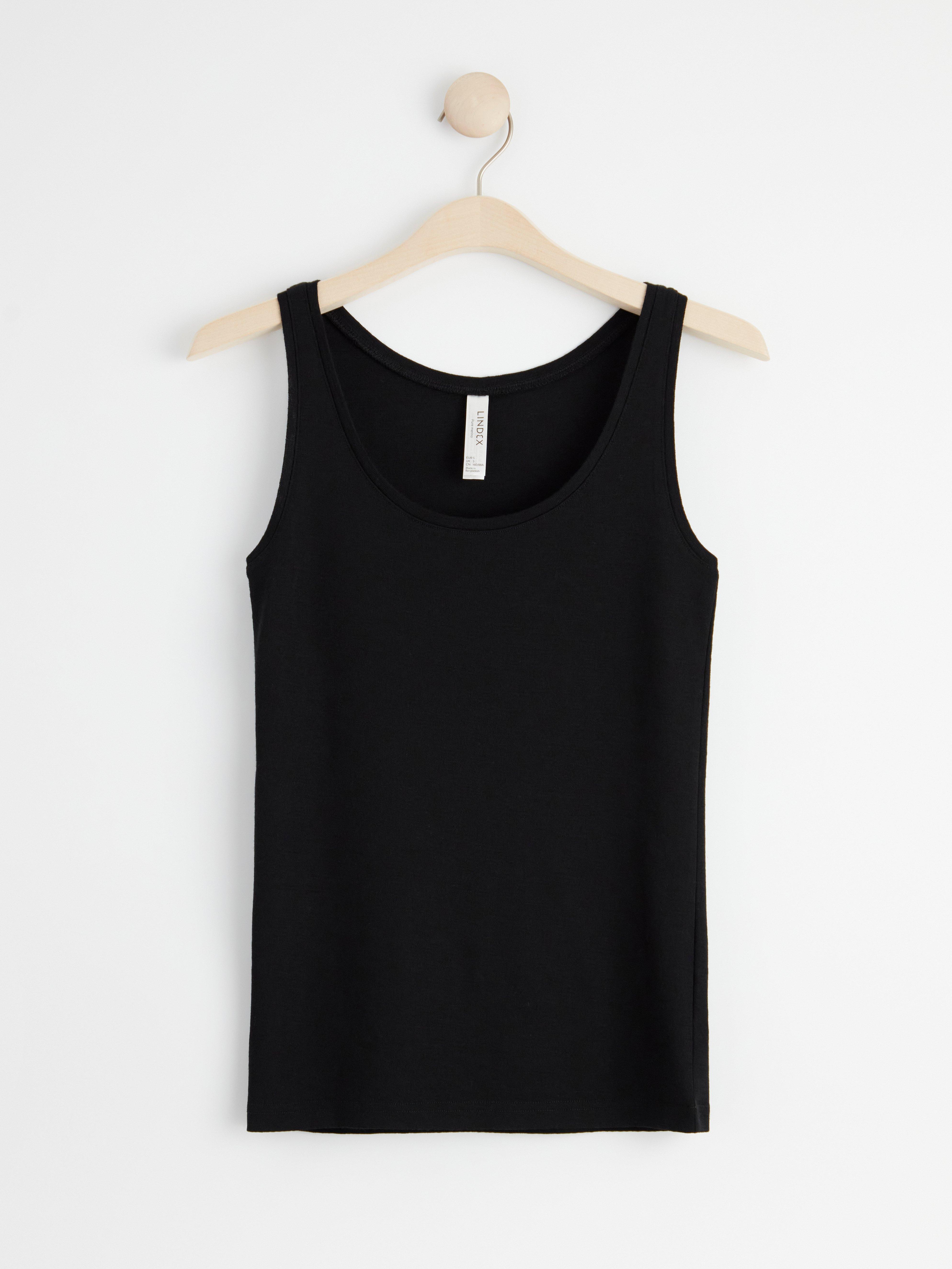 Tank top in merino wool Black