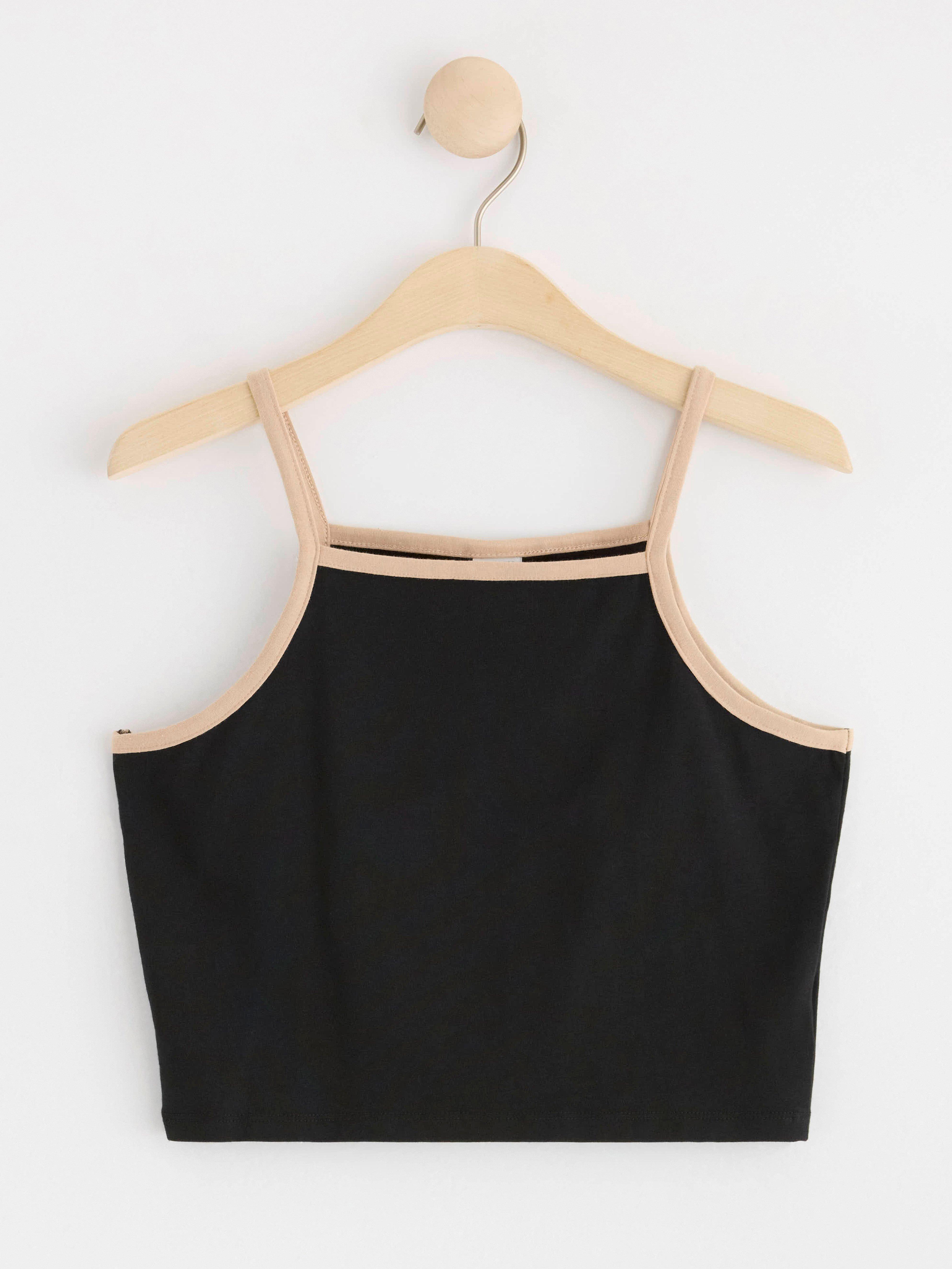 Tank top with slim shoulder straps Black