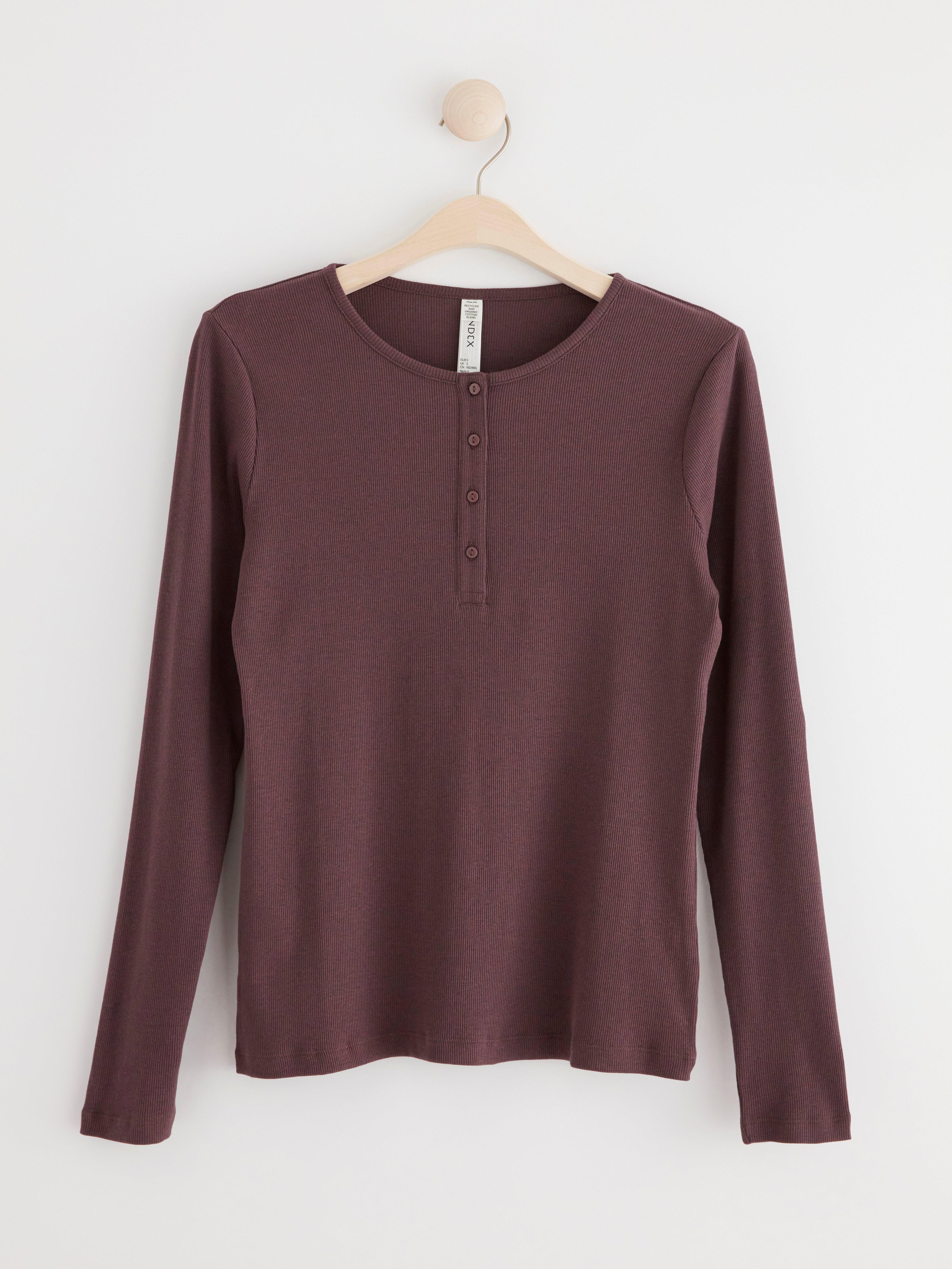 Ribbed long sleeve pyjama top Dark Dusty Lilac