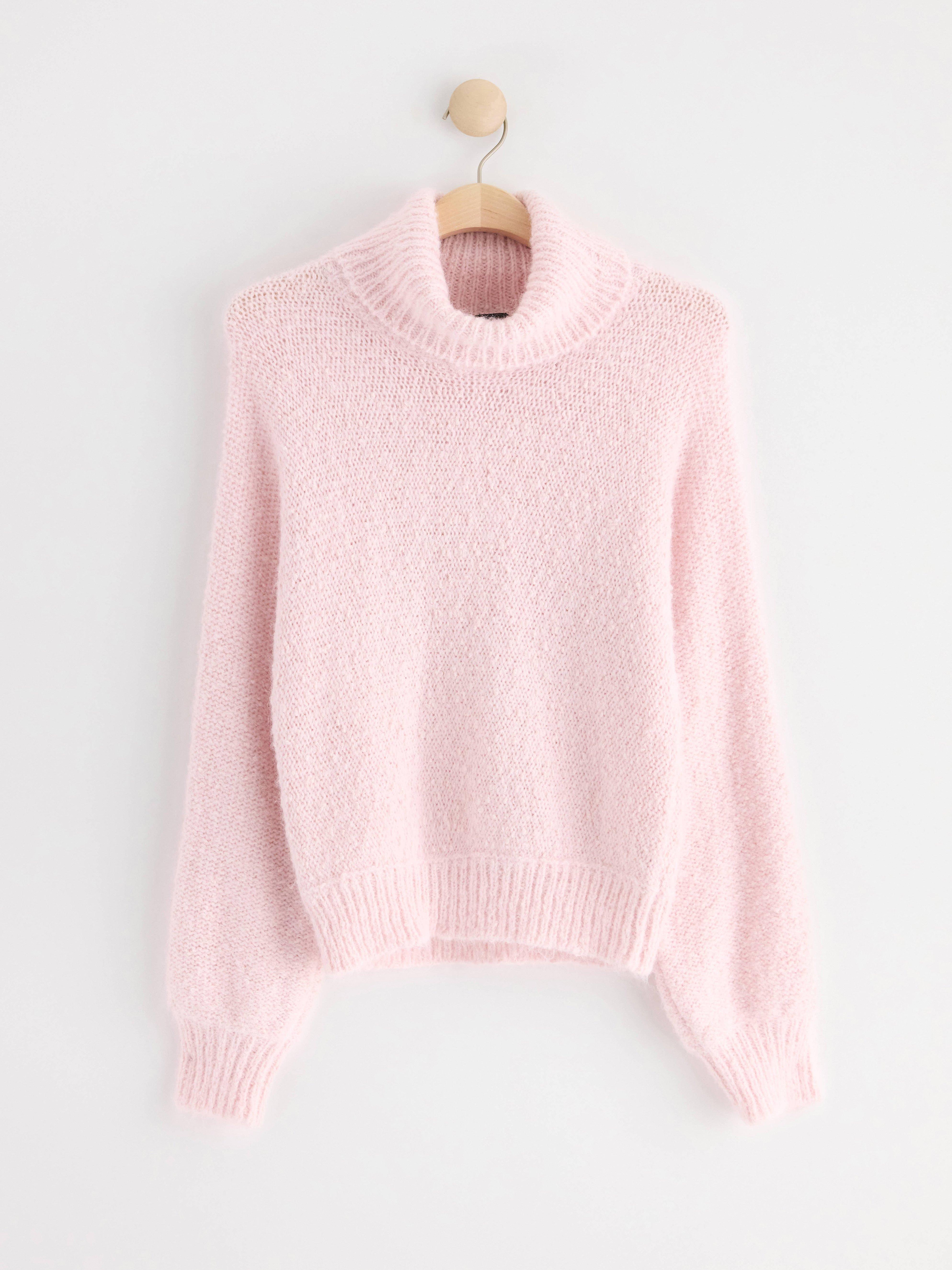 Knitted turtleneck jumper Light Pink