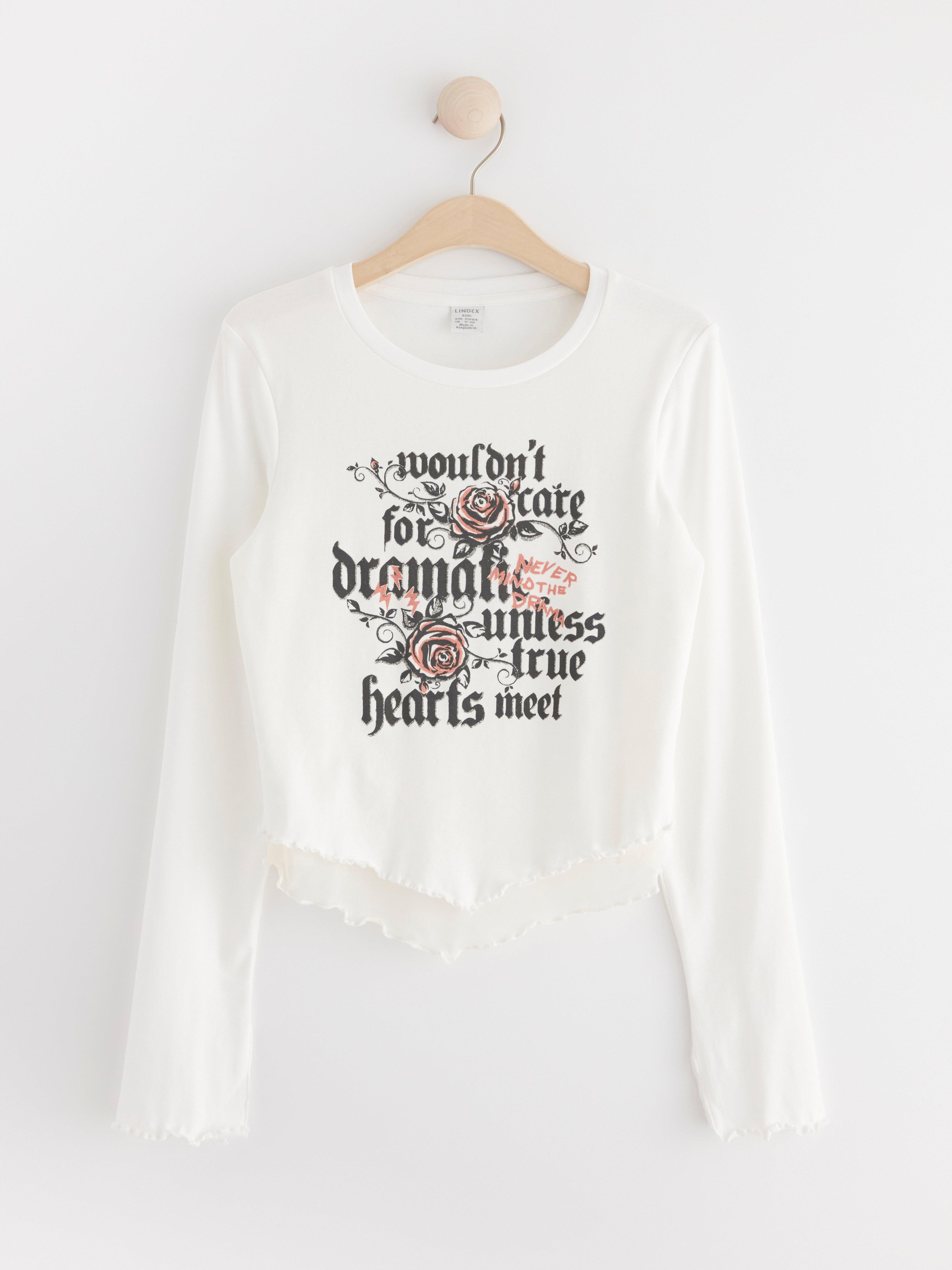 Long sleeve top with print and mesh Off White