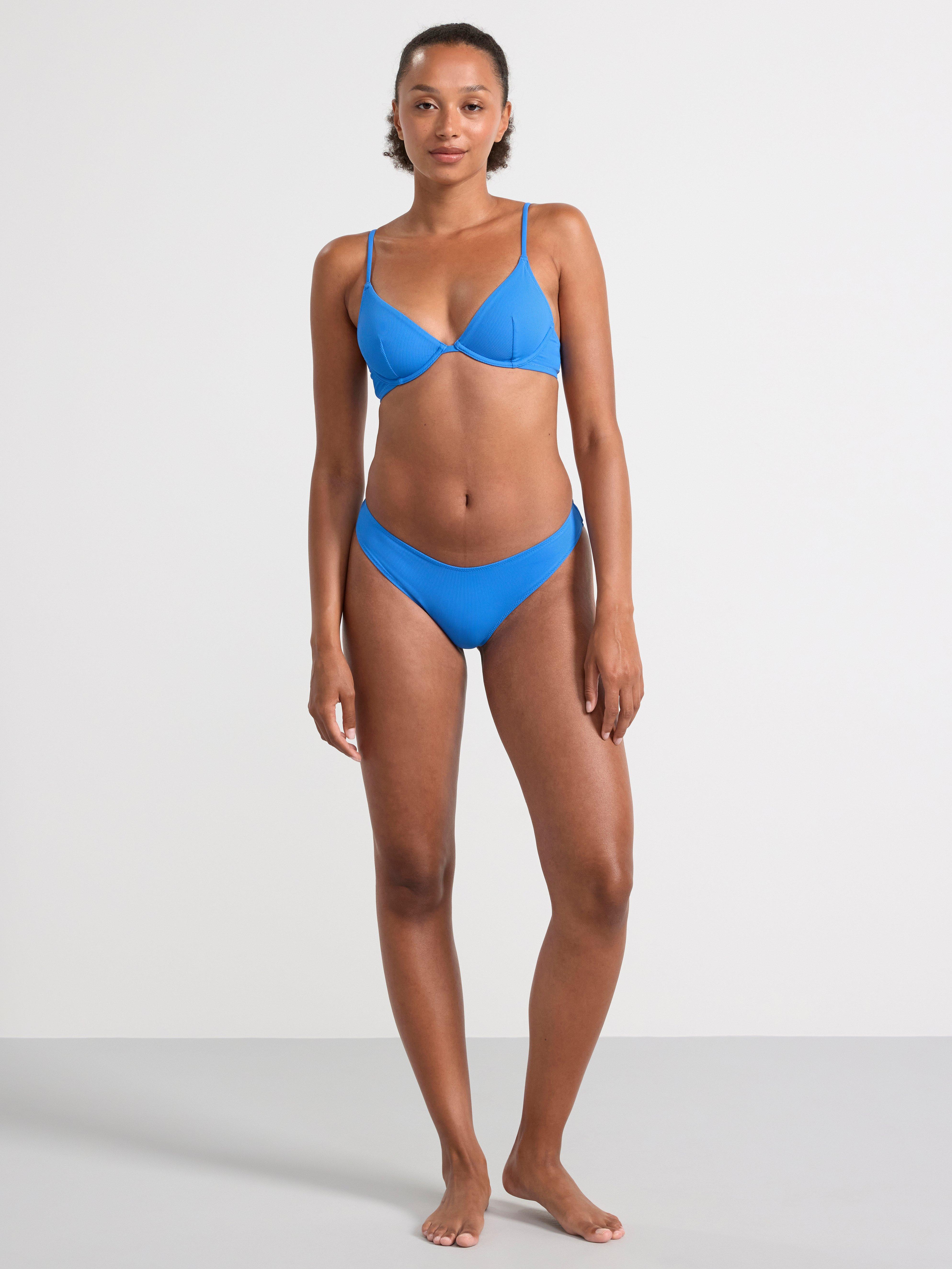 Ribbed brazilian bikini bottoms Blue