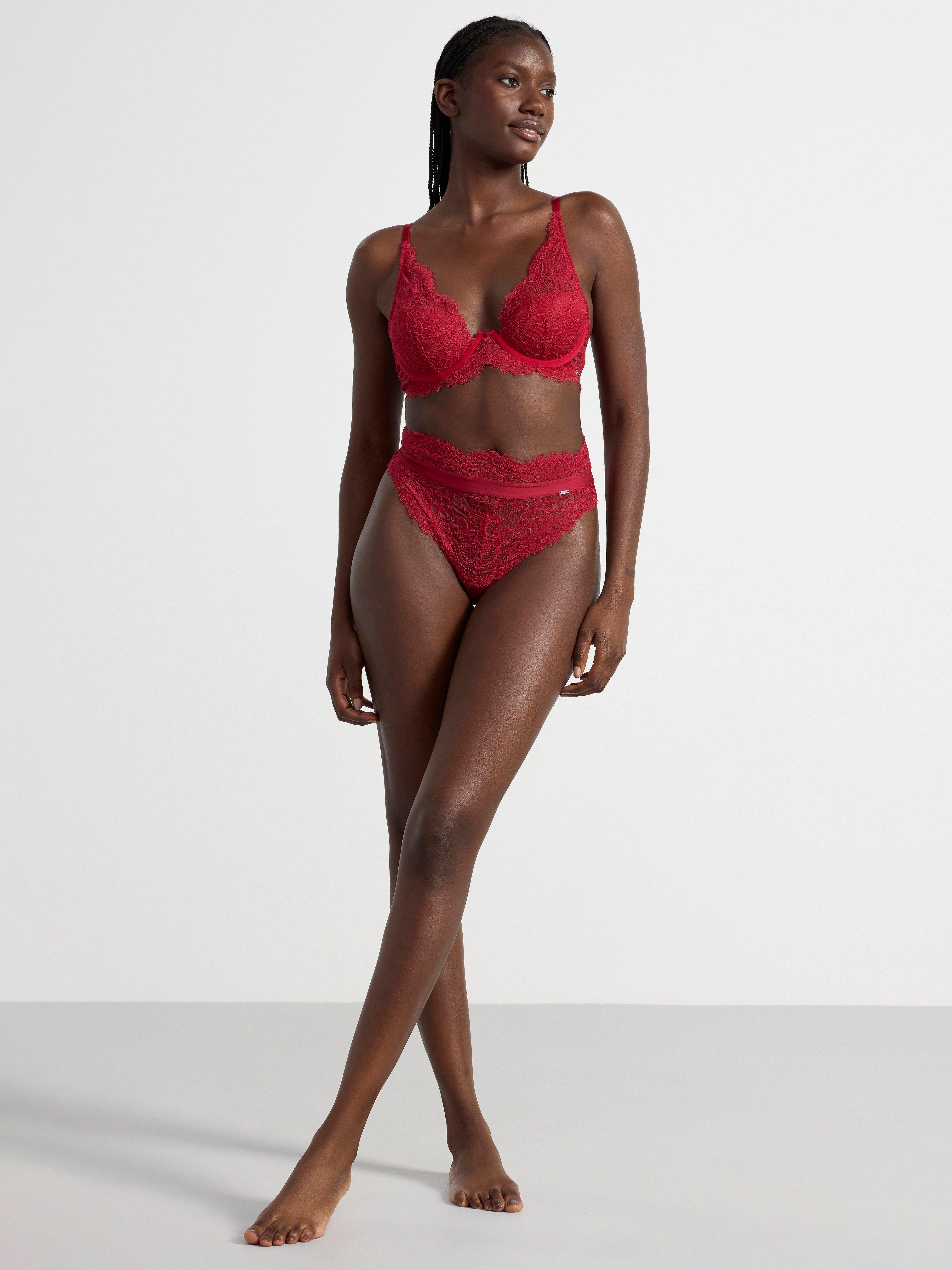 Tulip t-shirt bra with lace Dark Red