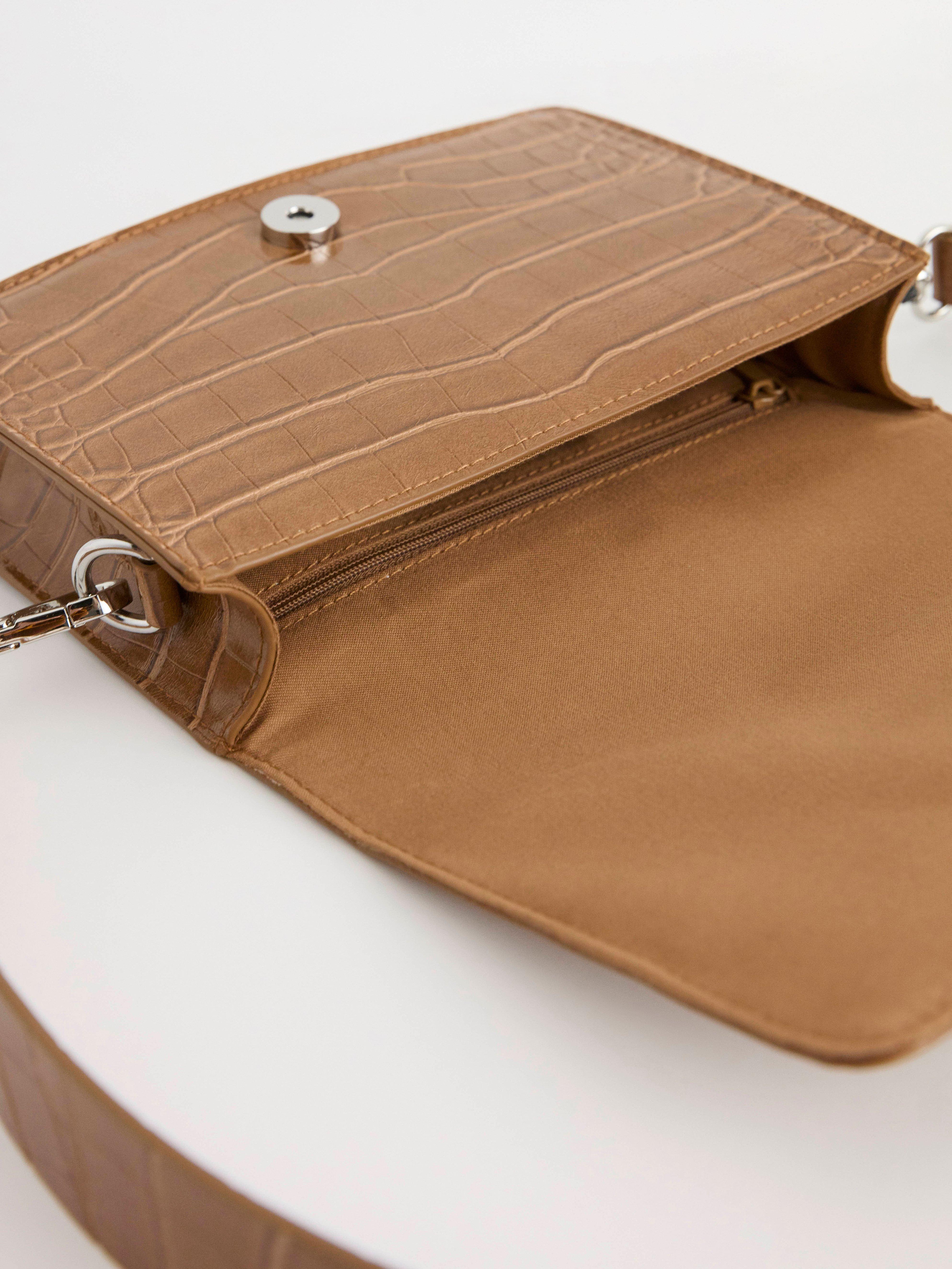 Crocodile patterned shoulder bag Light Brown