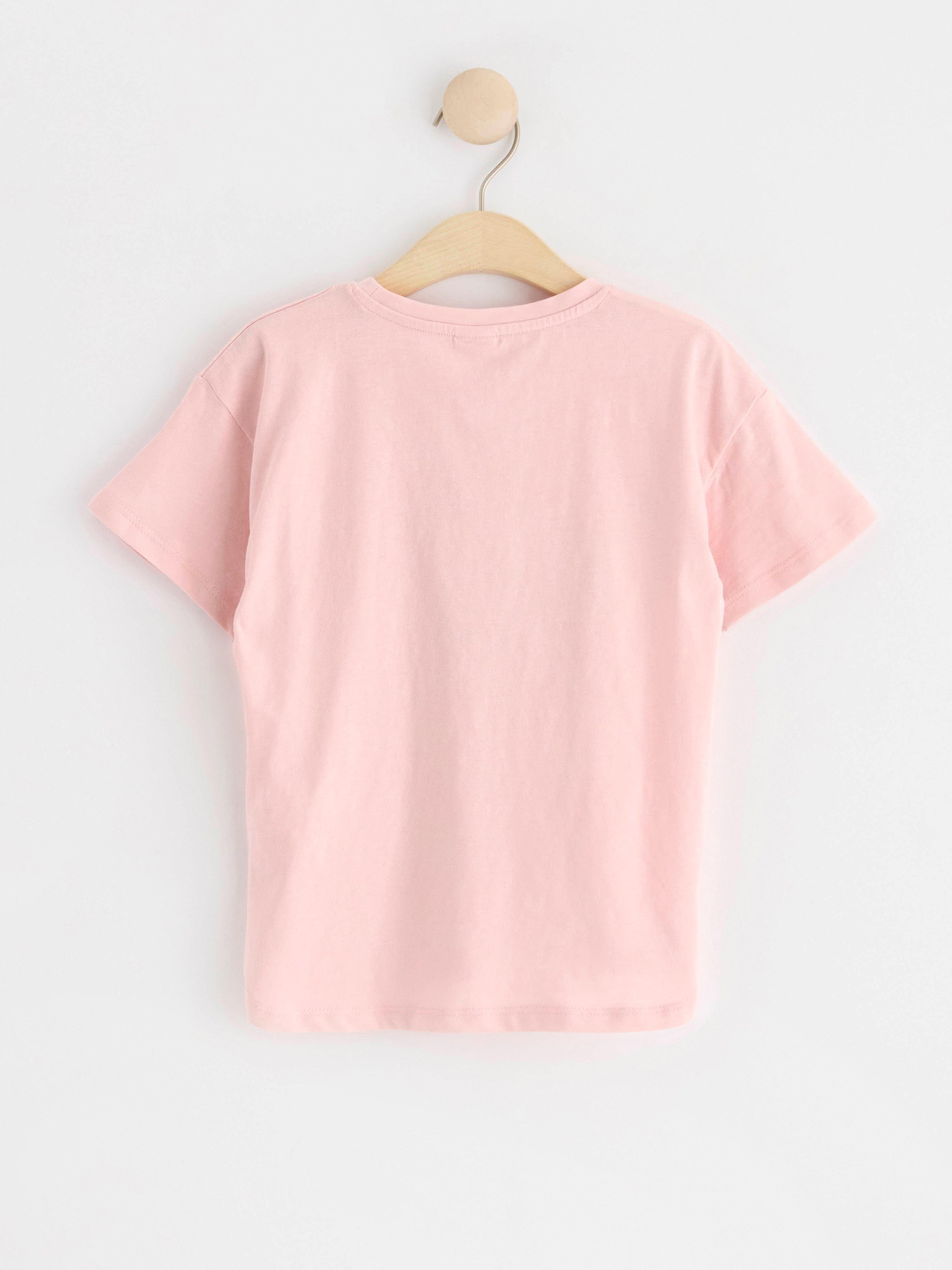 Oversize t-shirt with cat and flower print Light Dusty Pink