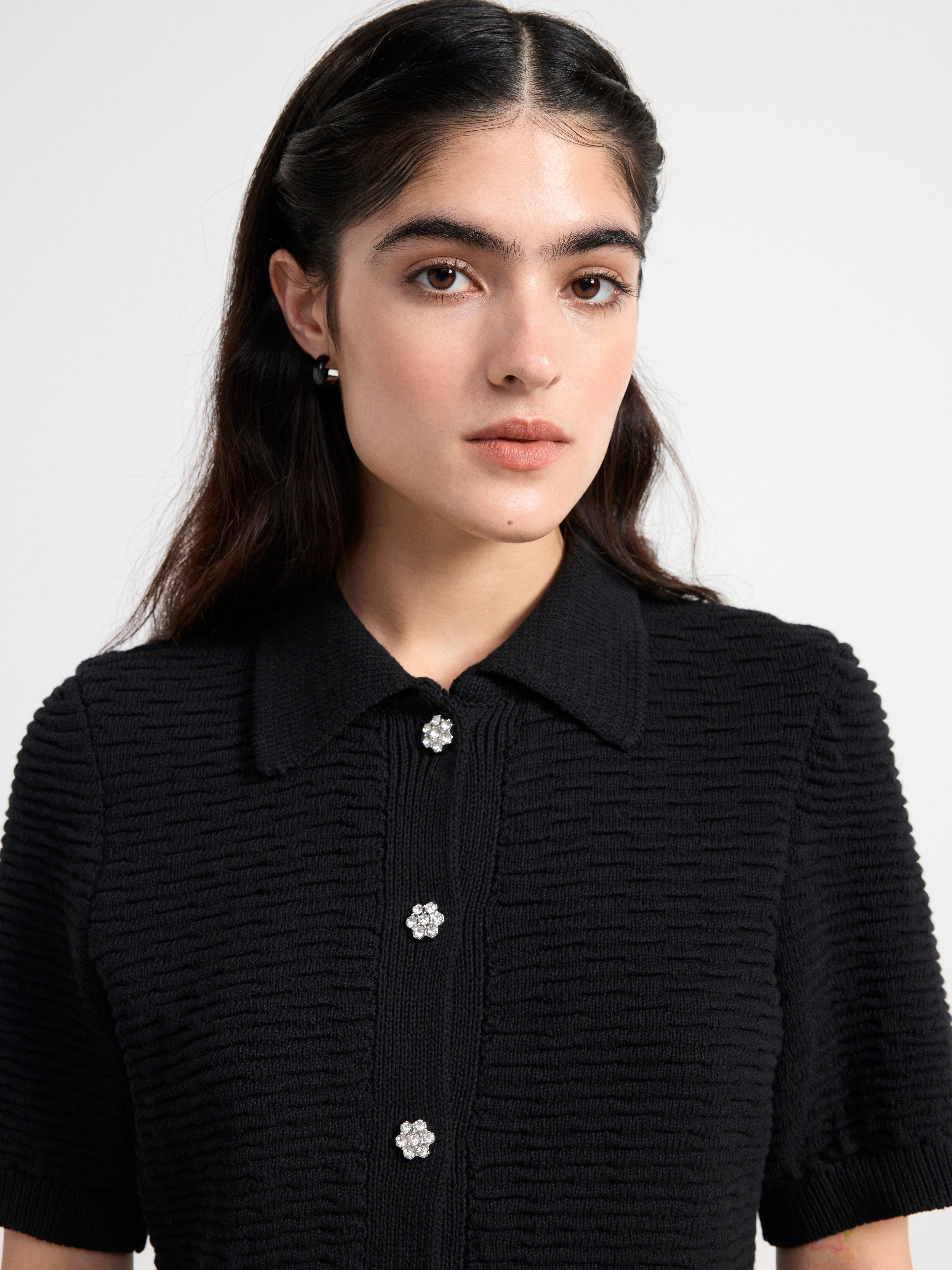 Knitted cardigan with short sleeves Black