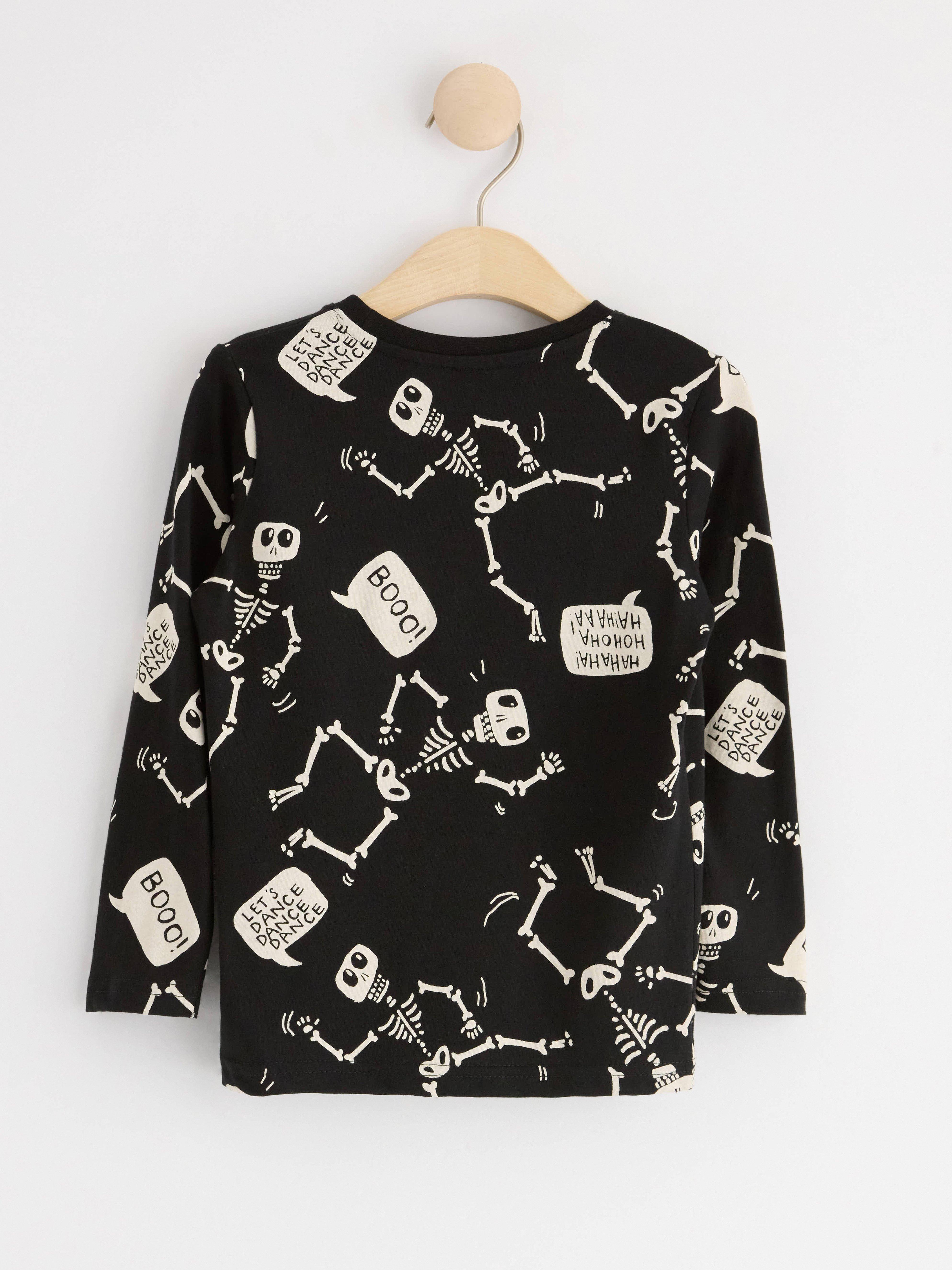 Long sleeve top with skeletons Black