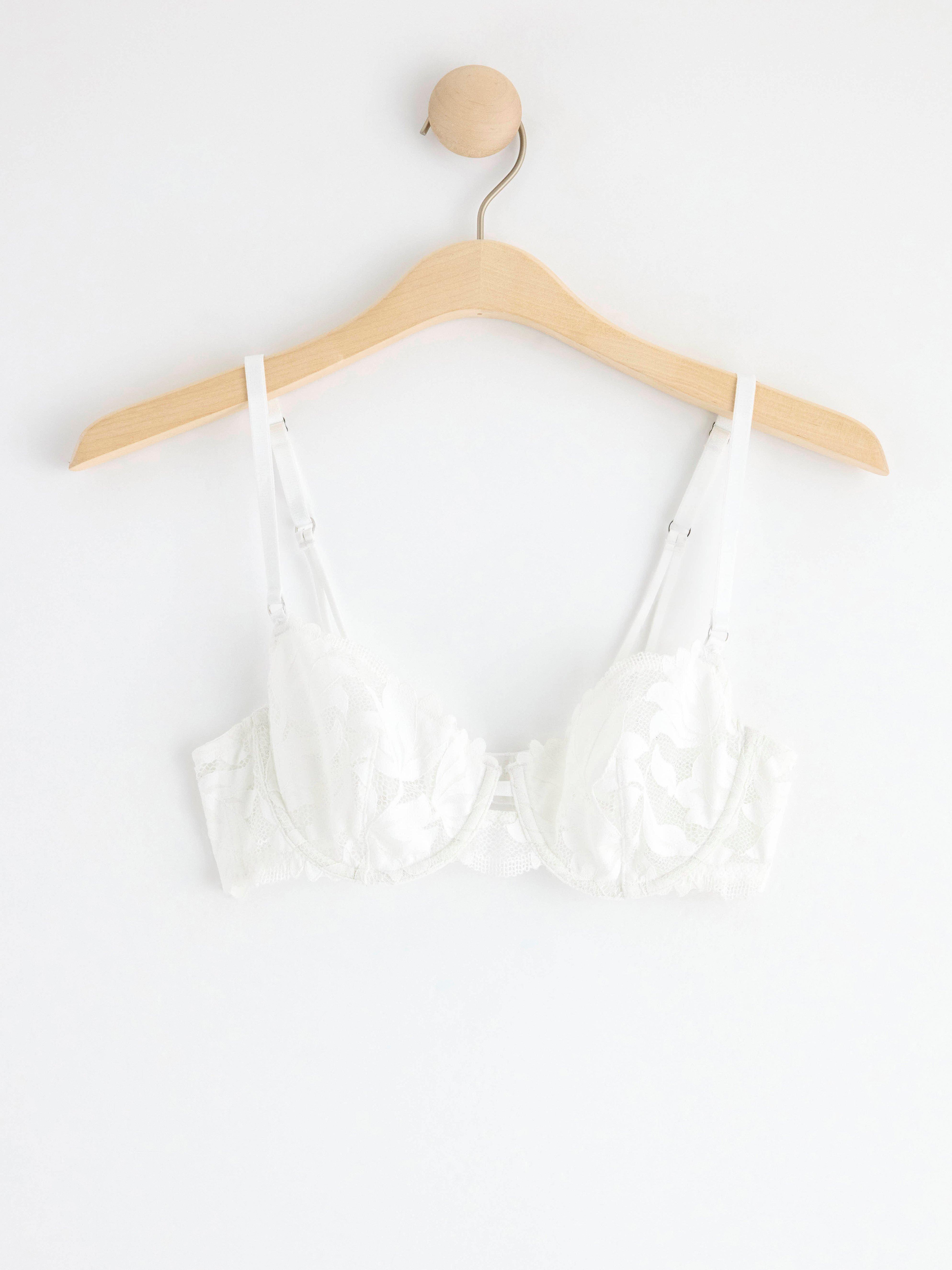 Unpadded bra with mesh and lace White