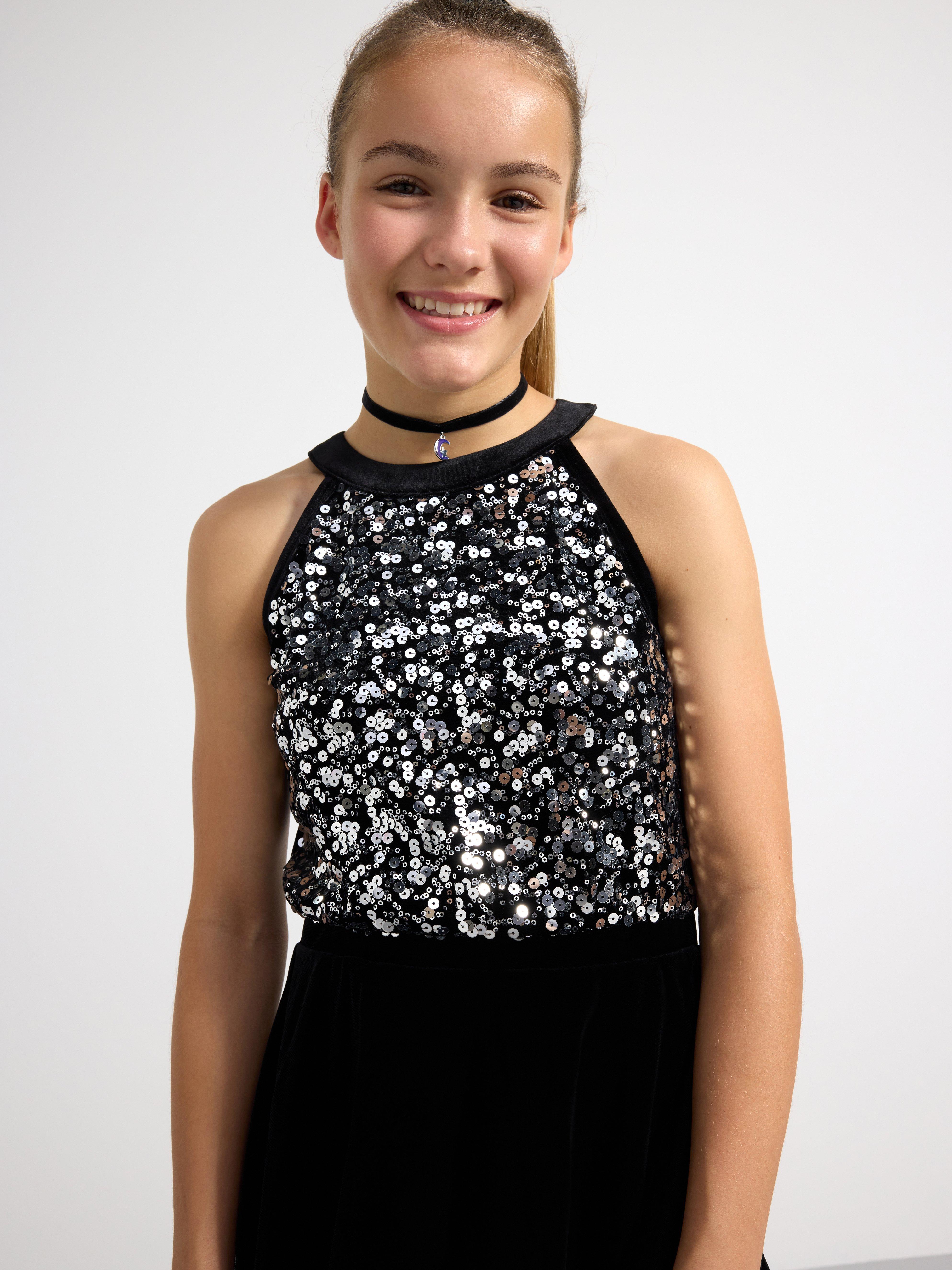 Velvet dress with sequins Black