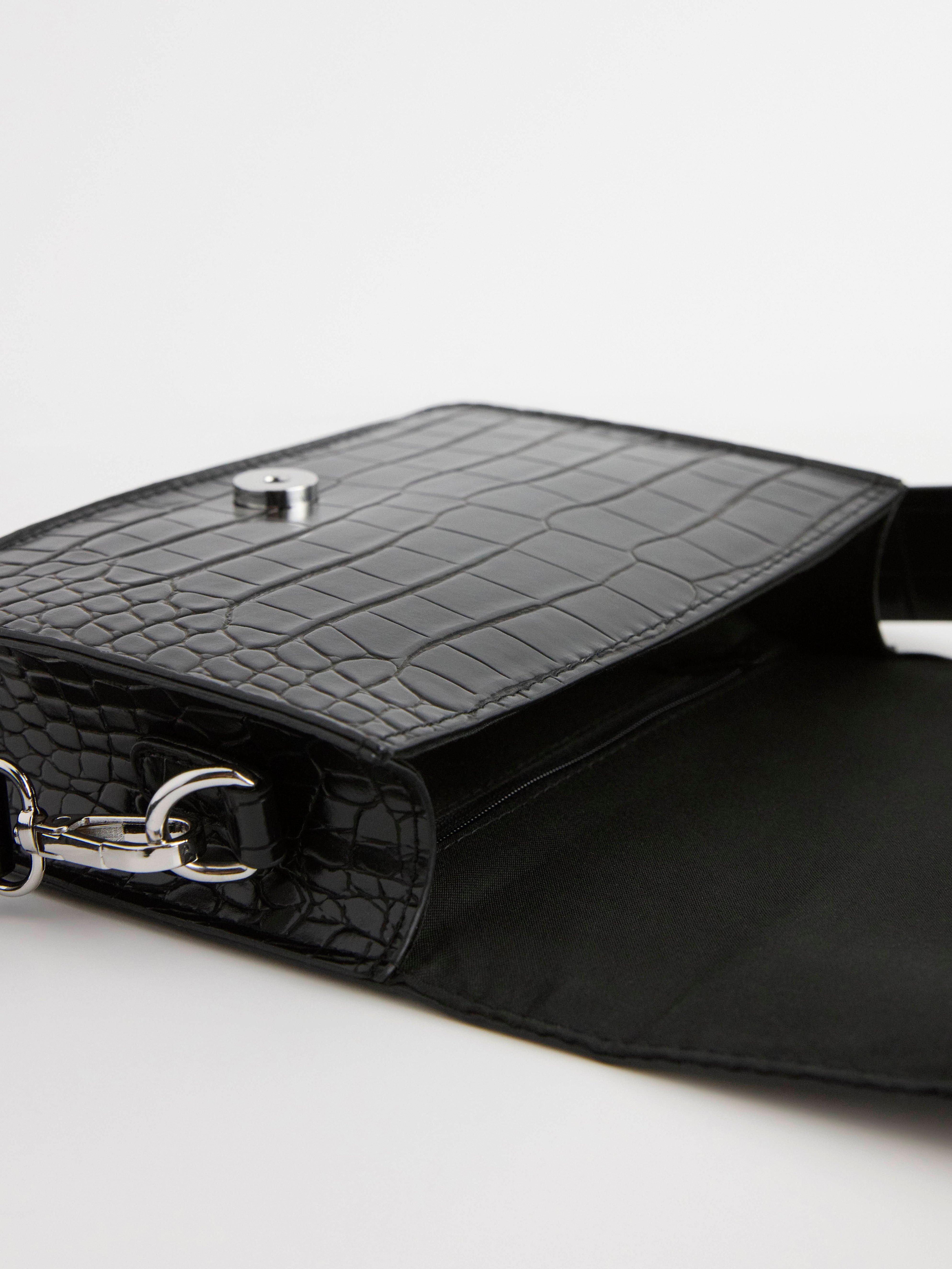 Crocodile patterned shoulder bag Black