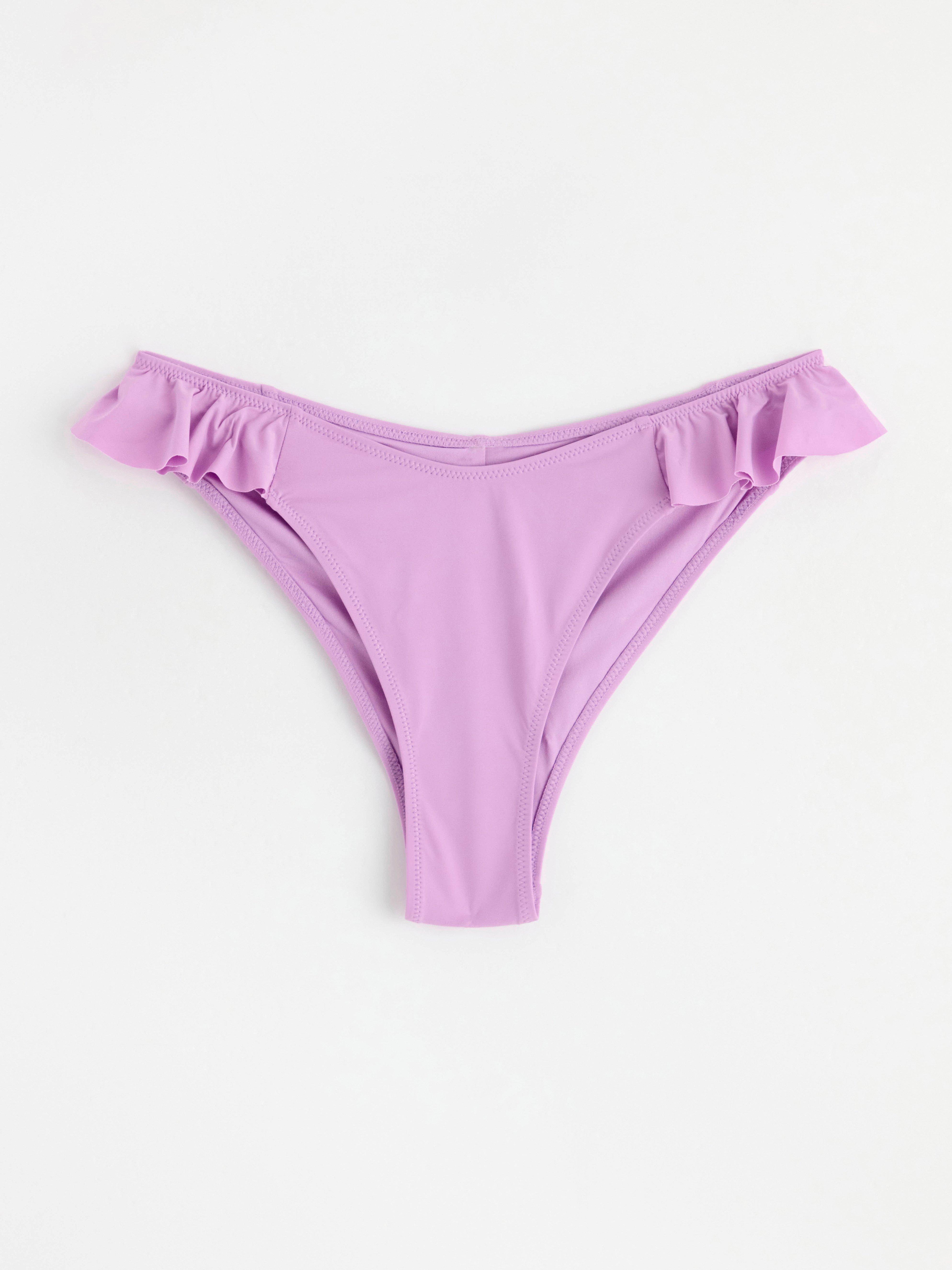 Brazilian bikini bottom with flounces Light Lilac