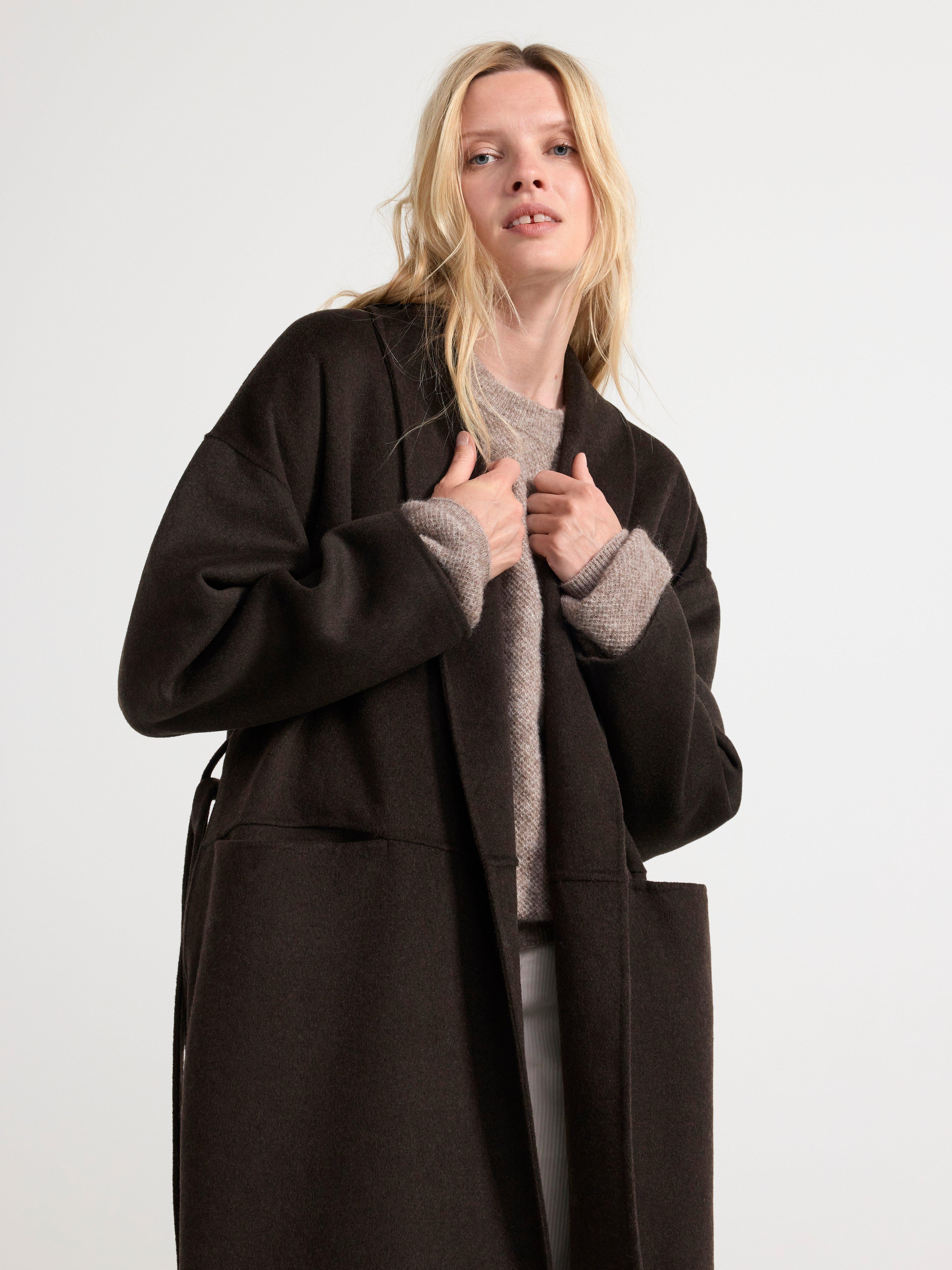 Coat in wool blend Dark Brown