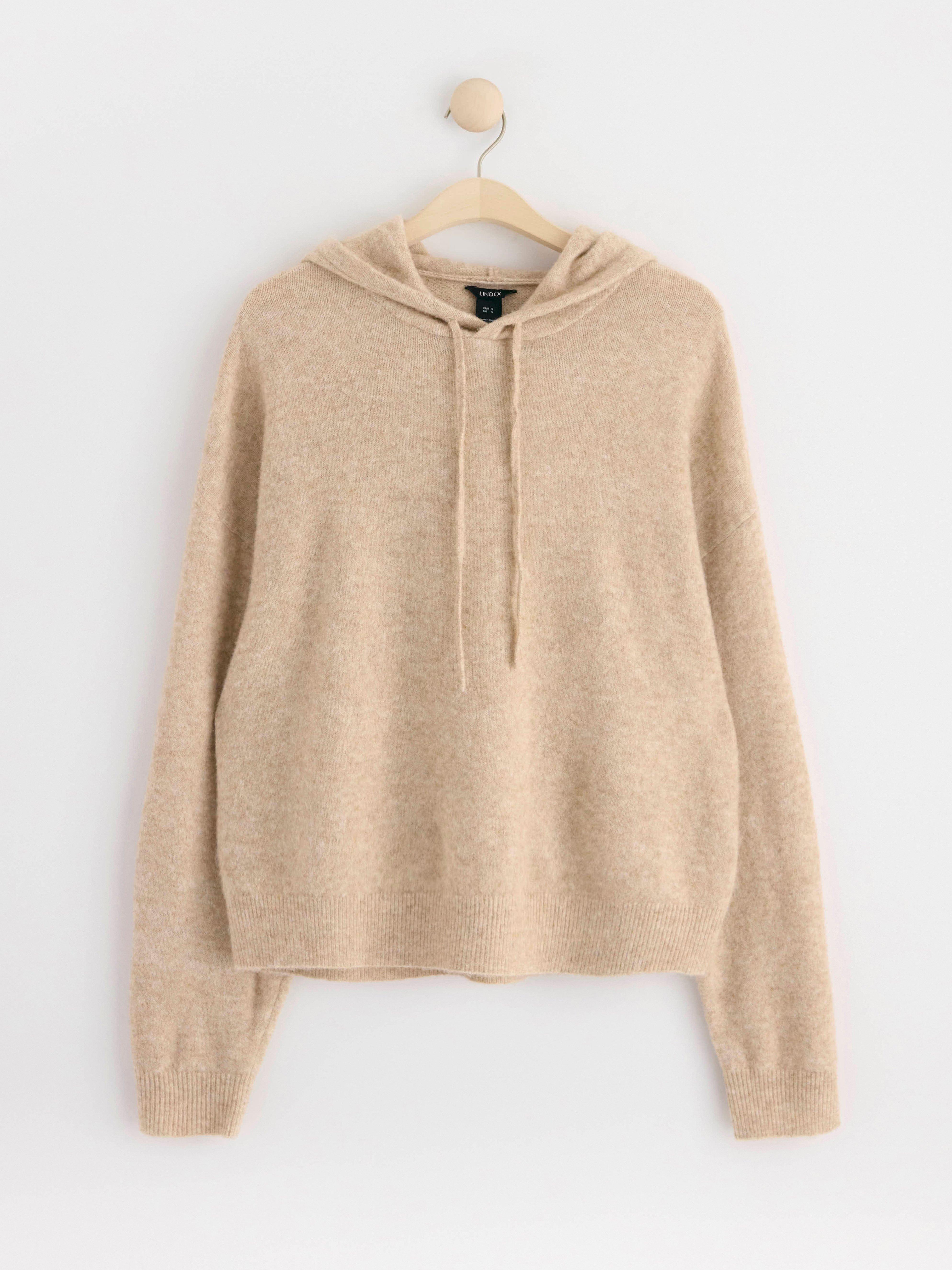 Hoodie knitted beige