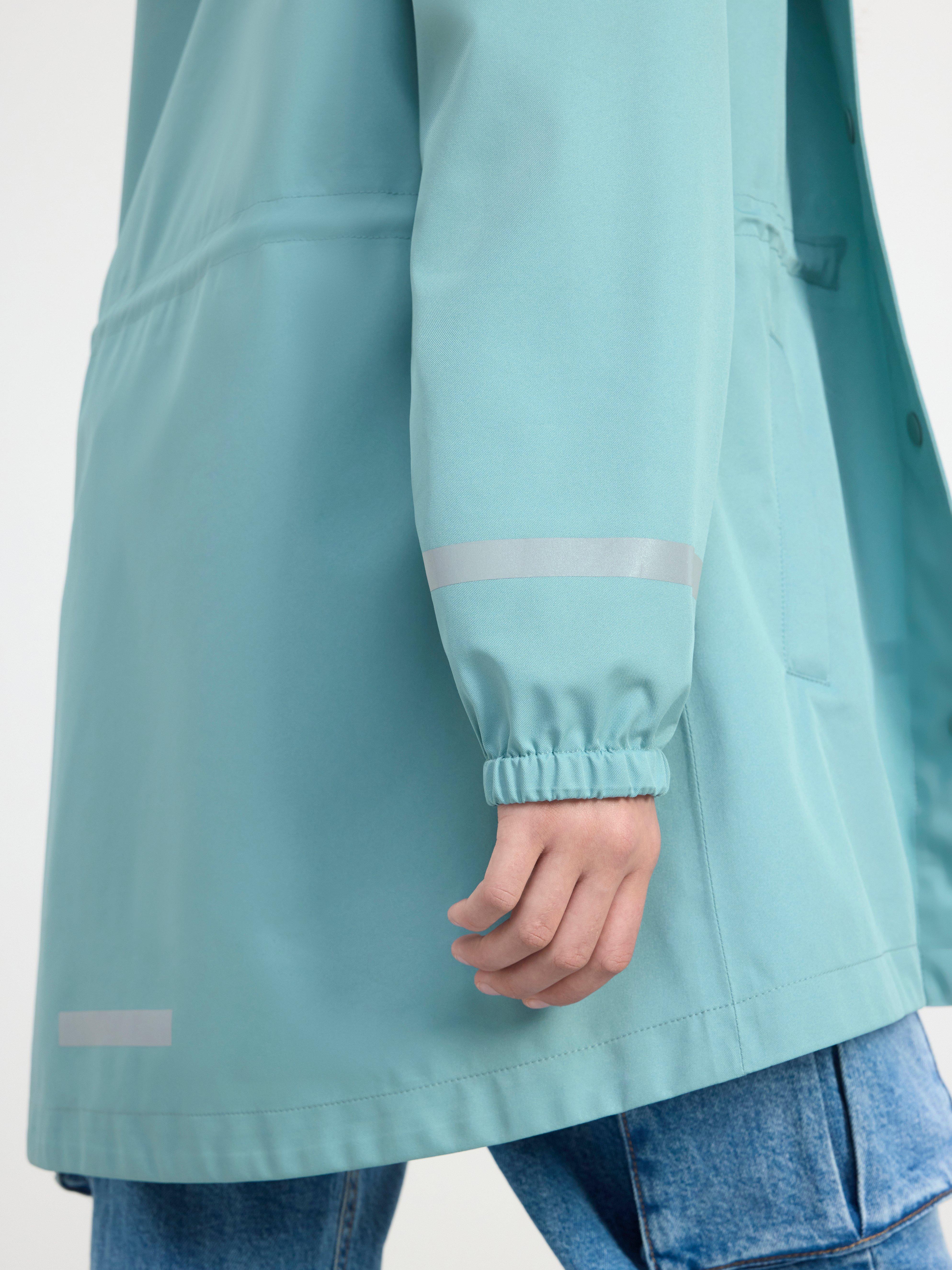 Water repellent long shell jacket Dusty Blue