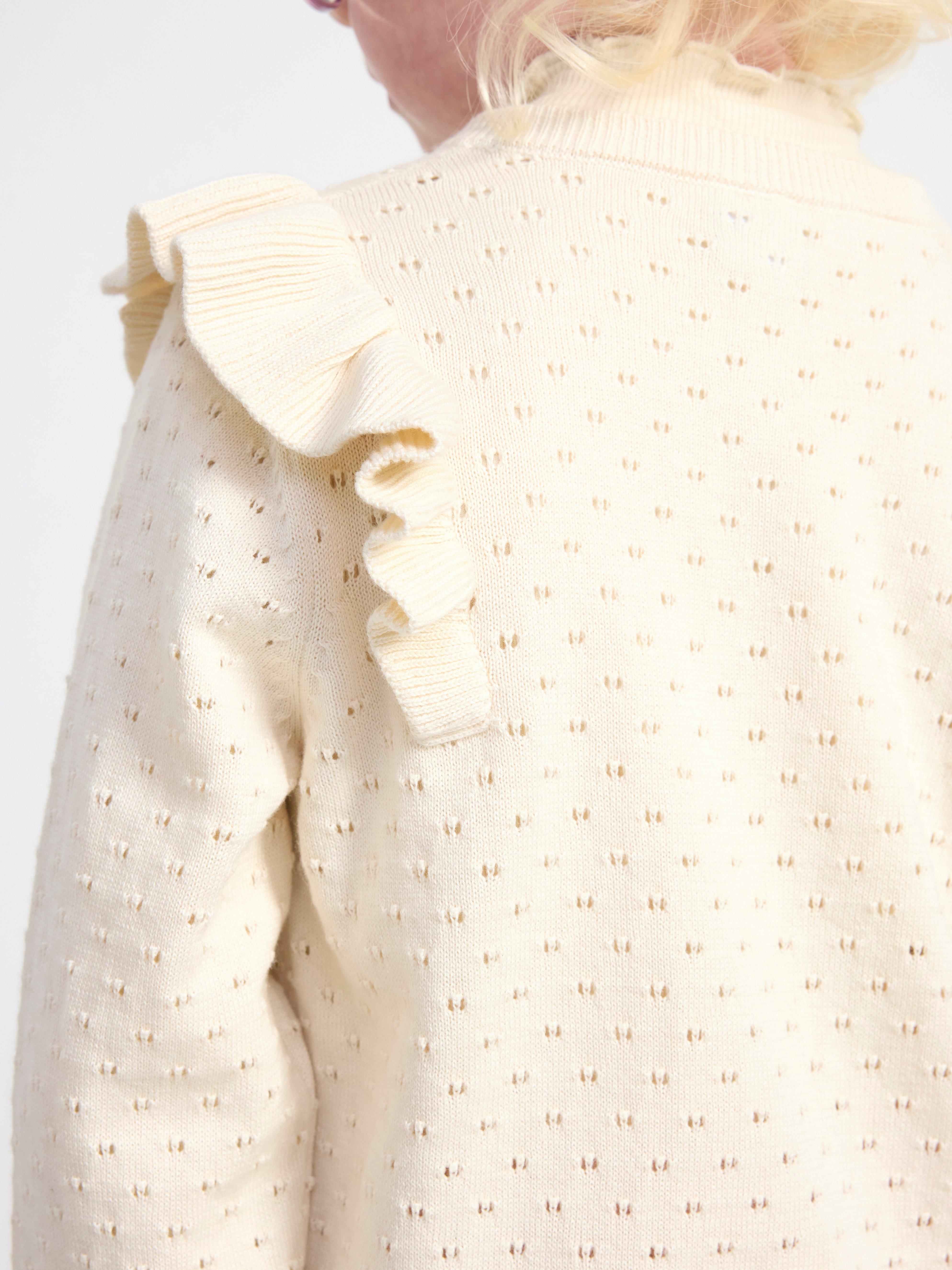 Knitted cardigan with frill Light Dusty White