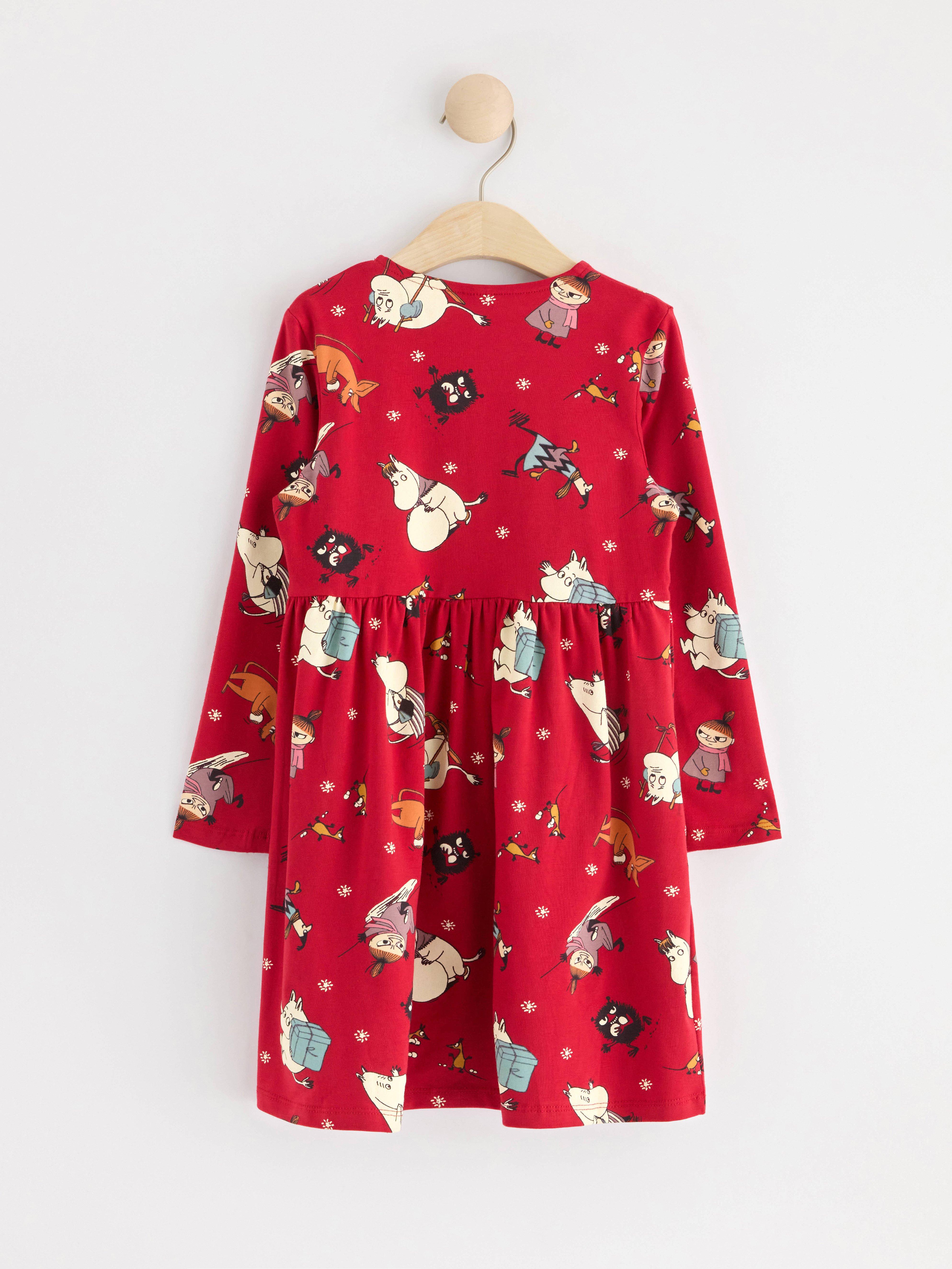 Long sleeve dress with Moomin Dark Red