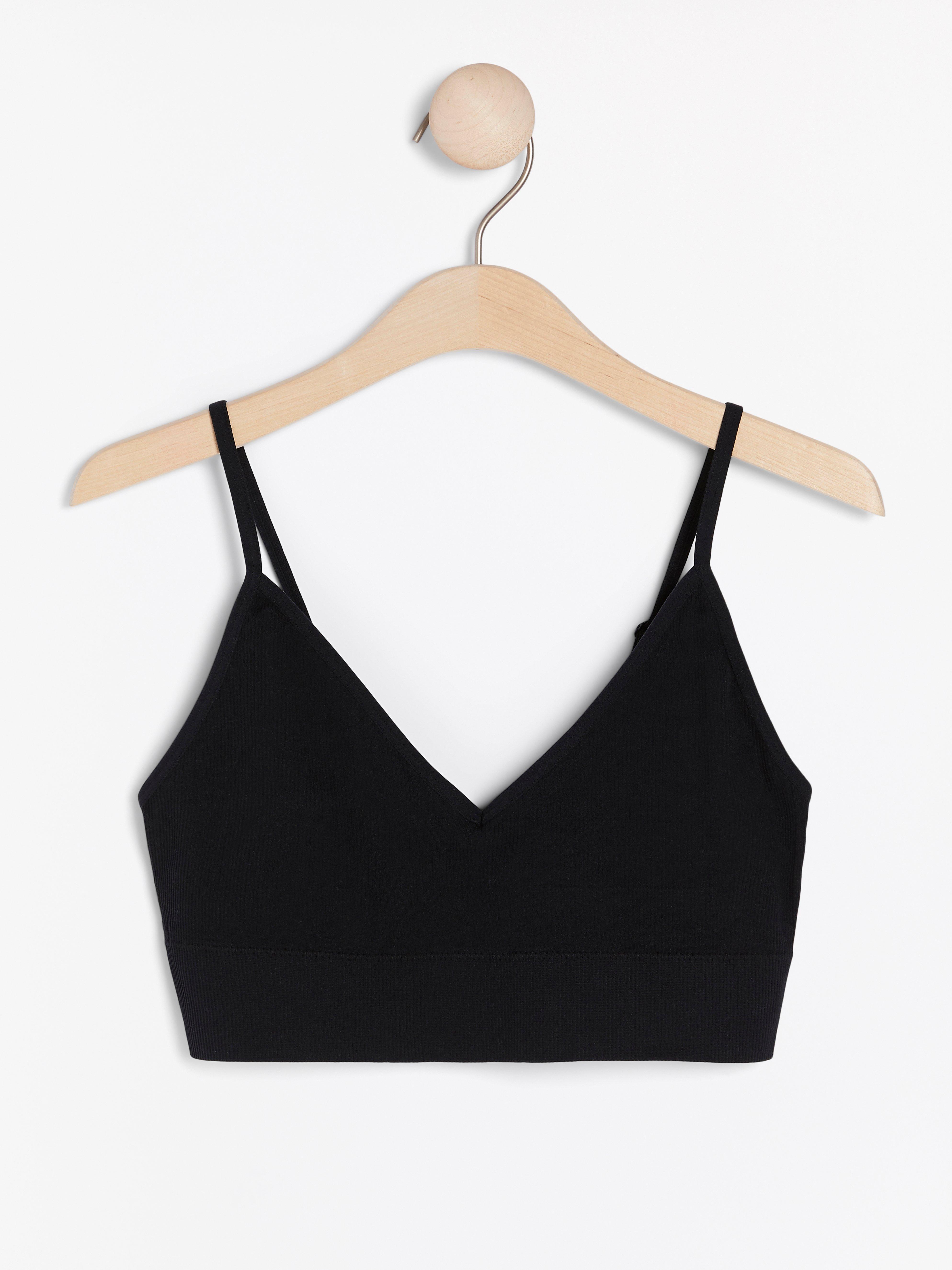 Seamless ribbed v-neck soft bra Black