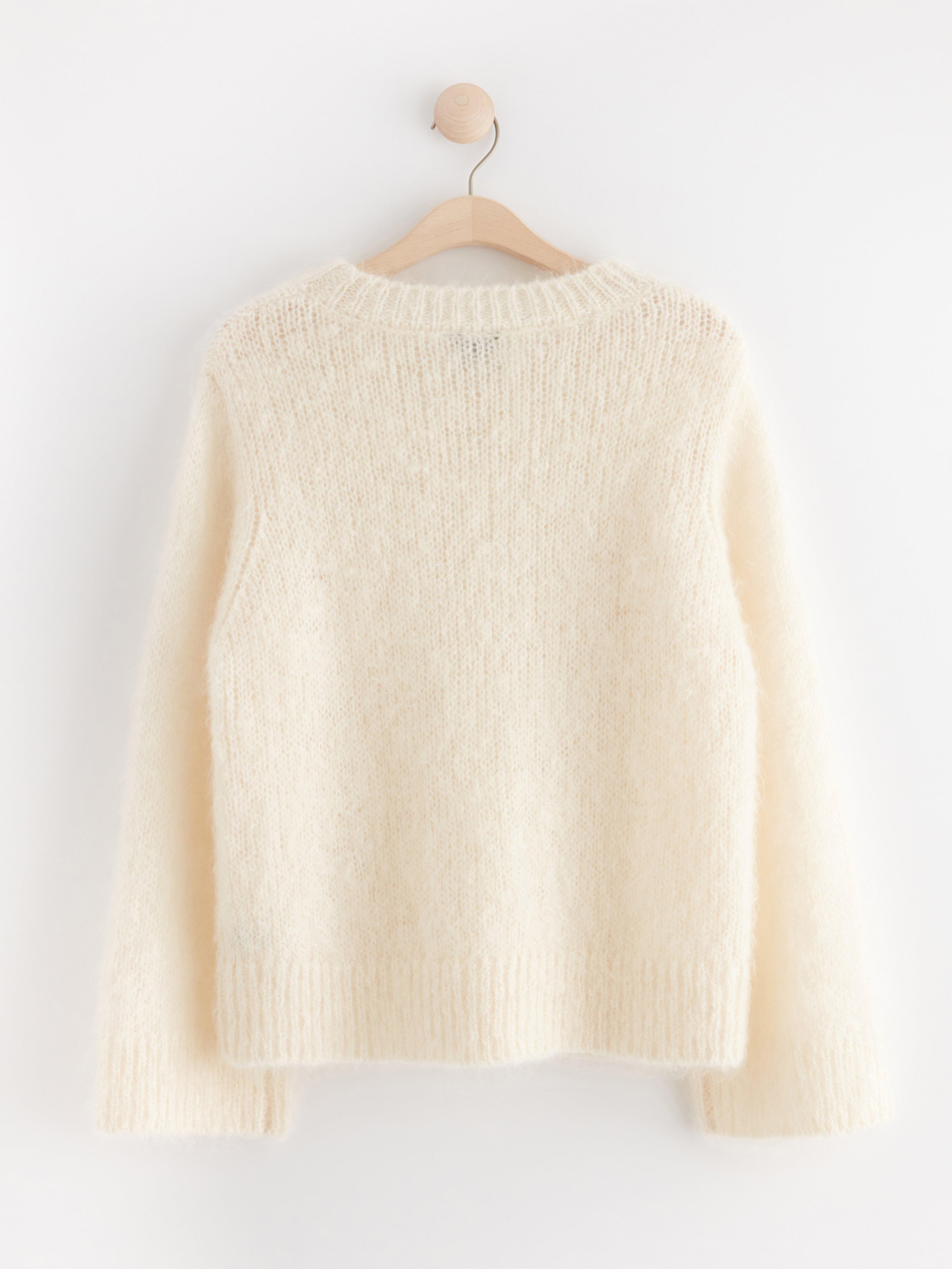 Jumper in wool and mohair blend Off White
