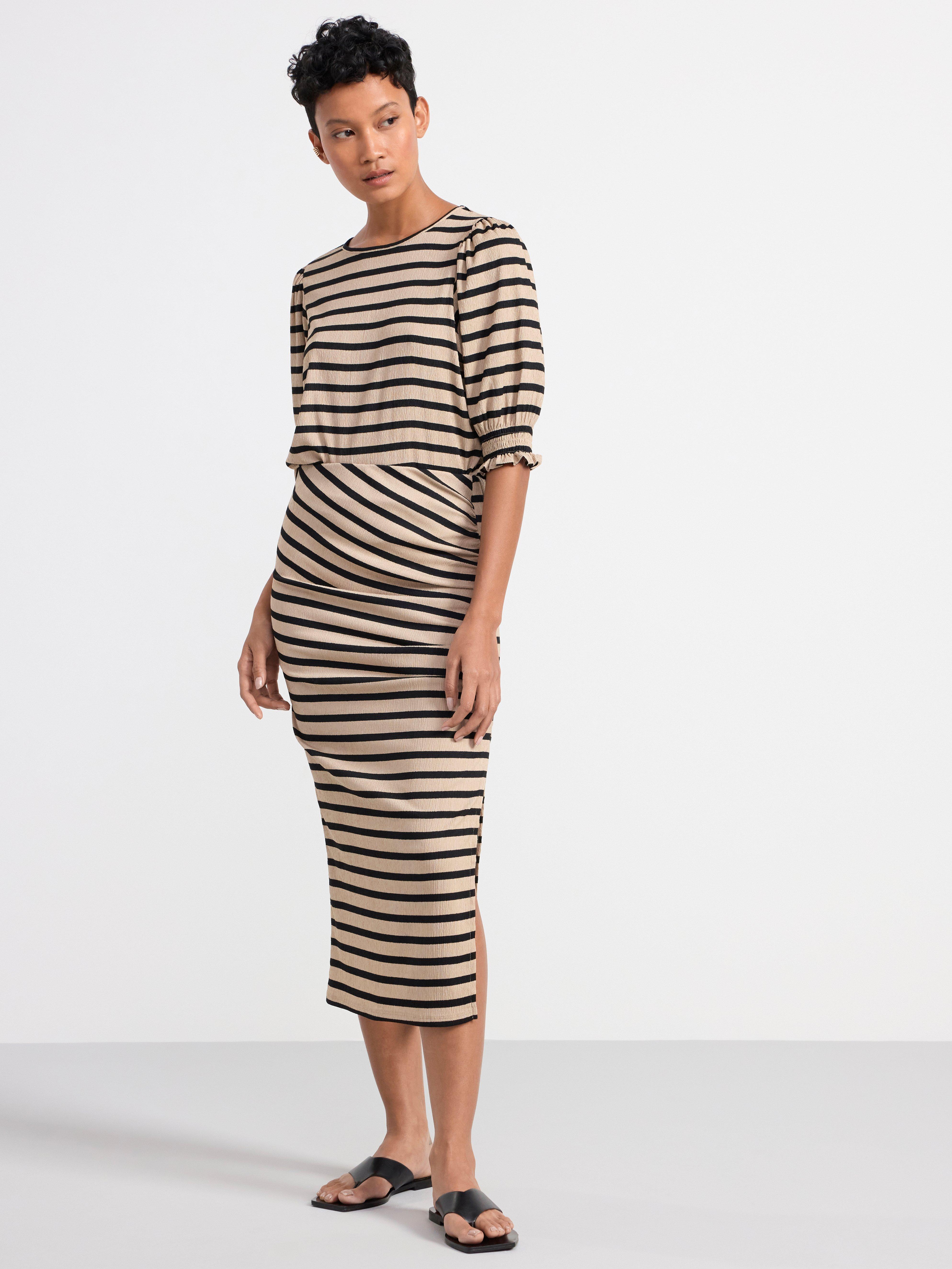 Textured jersey skirt Beige