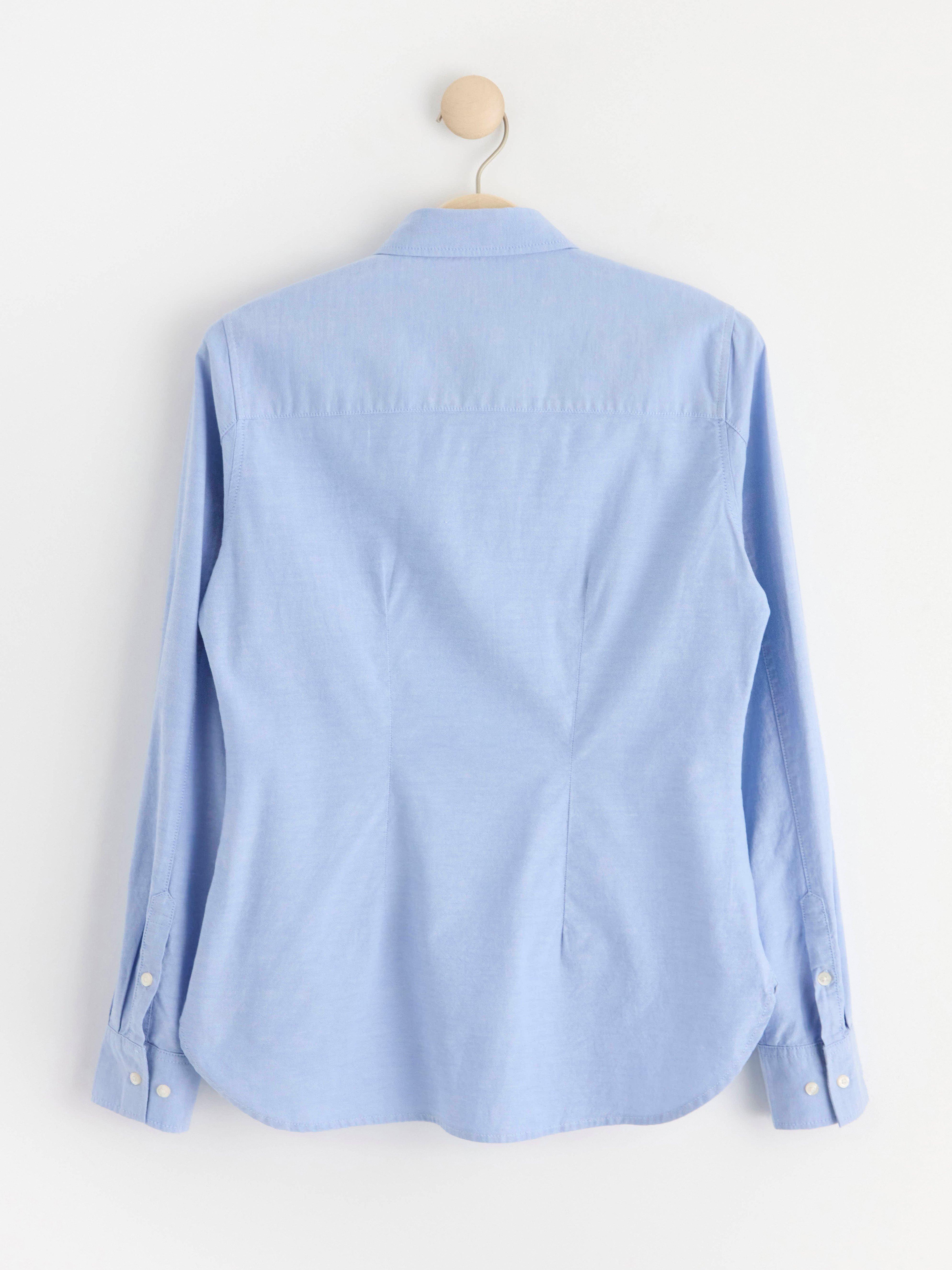 Long sleeved oxford shirt chambray blue