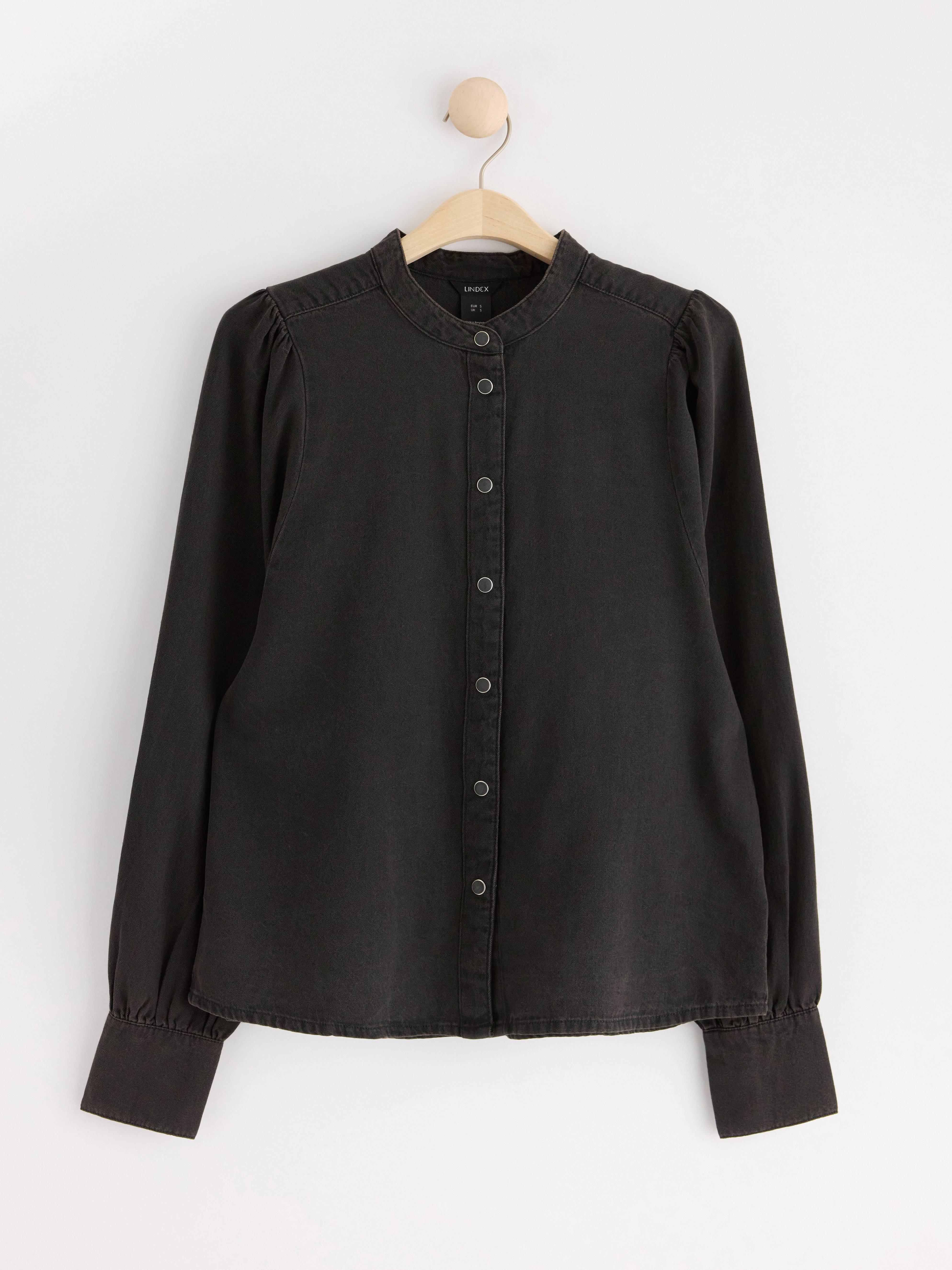 Denim blouse Black