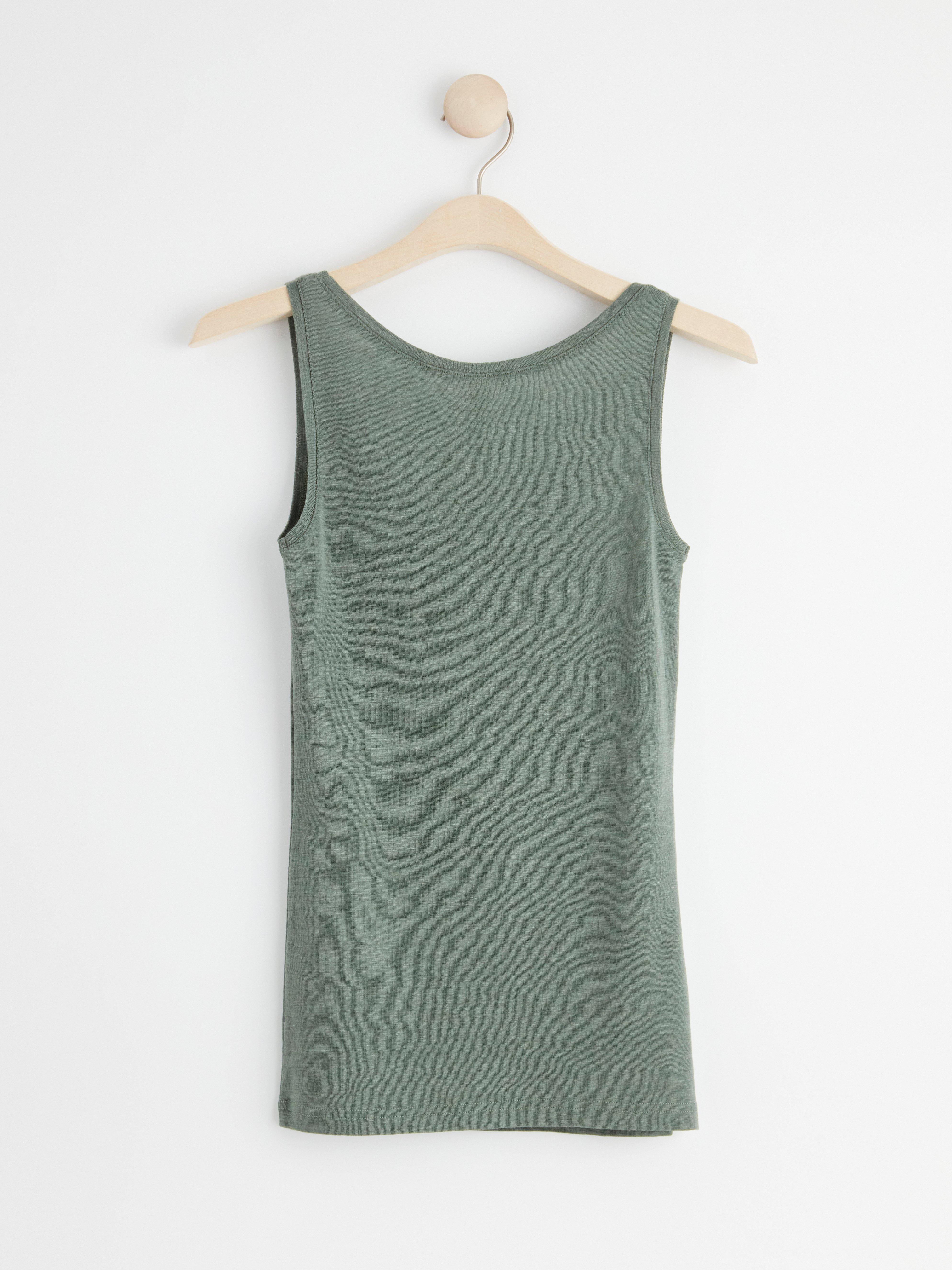 Tank top in merino wool Dark Green