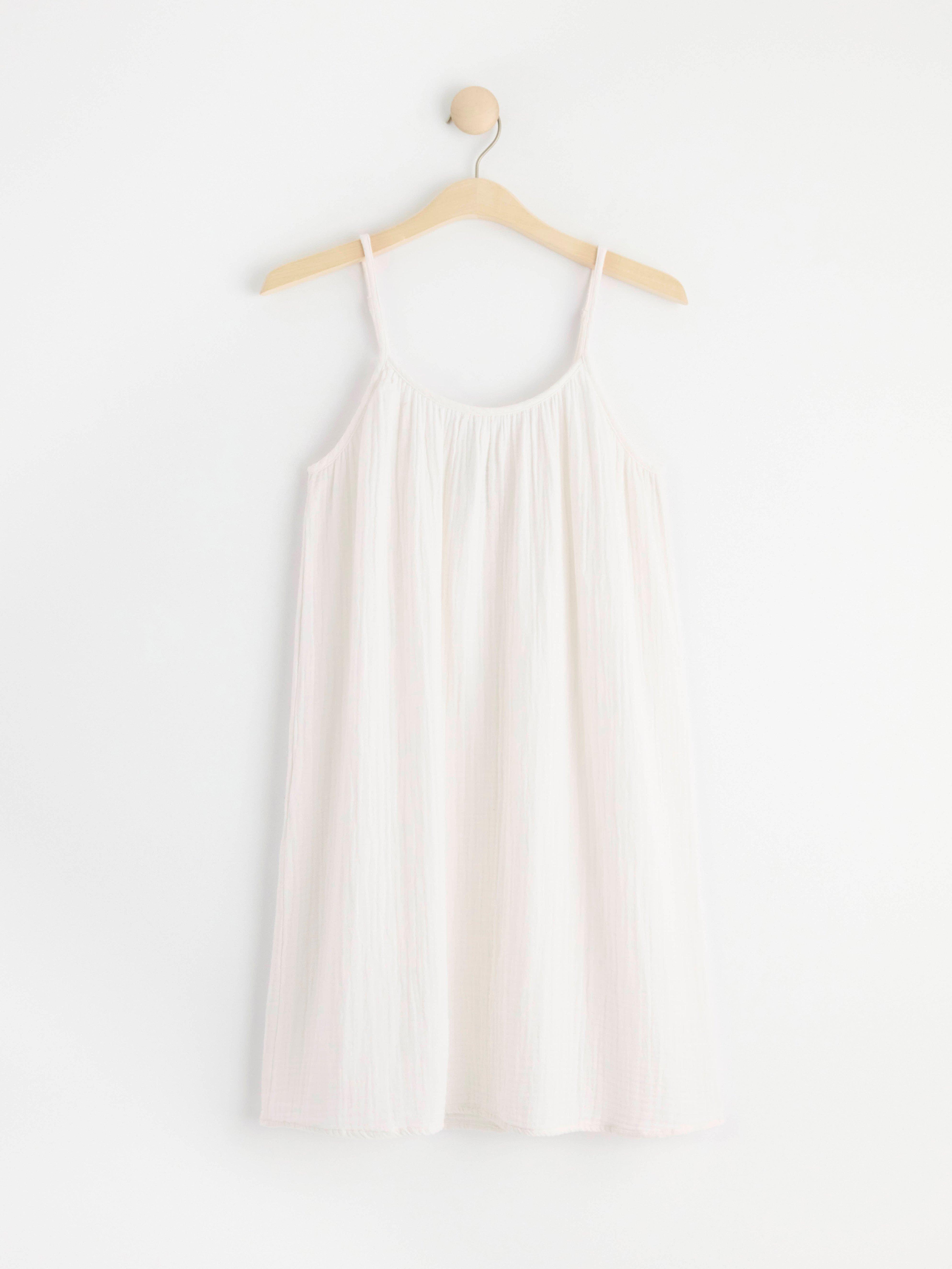 Crinkled cotton night slip Off White