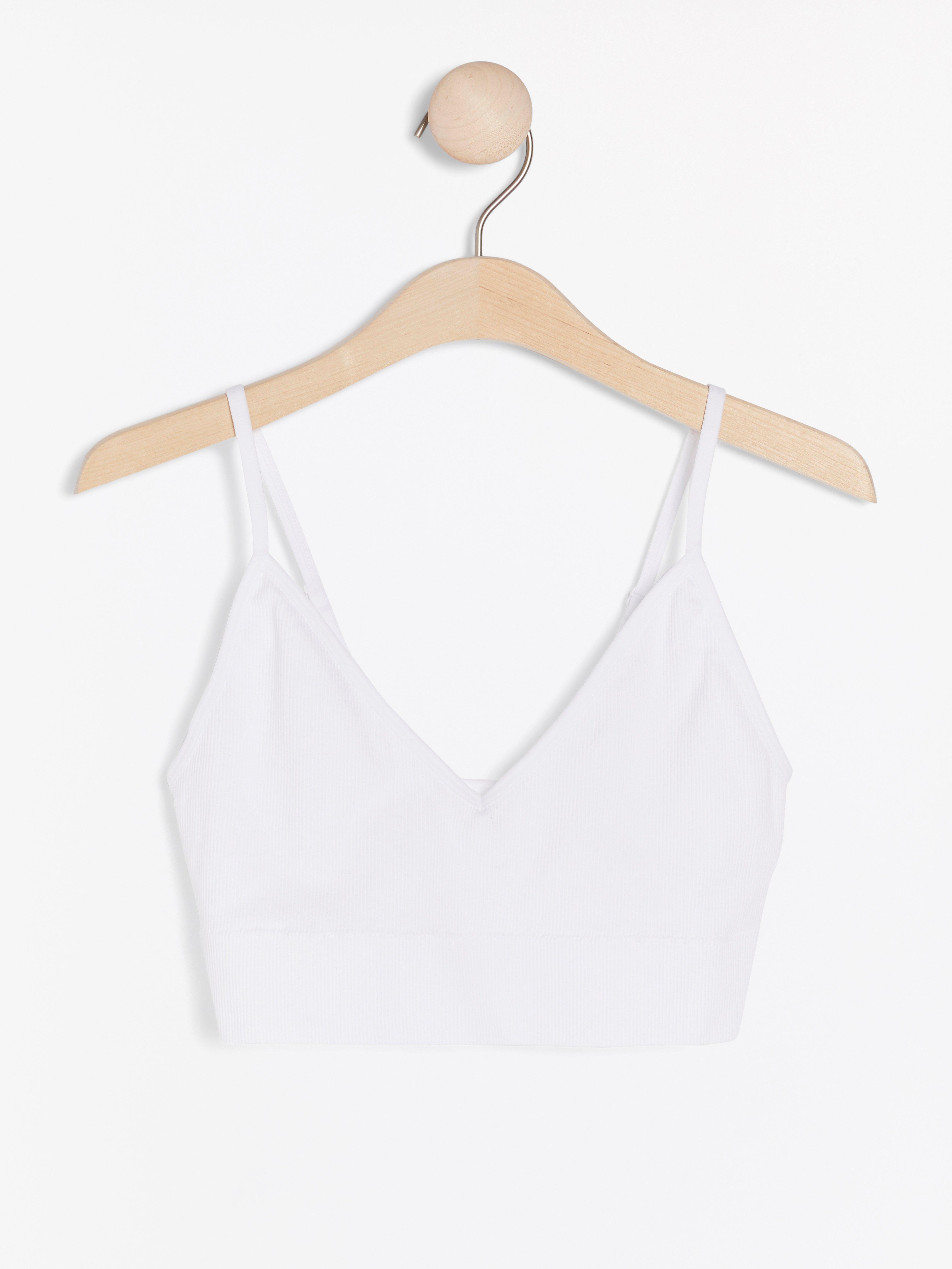 Seamless ribbed v-neck soft bra White