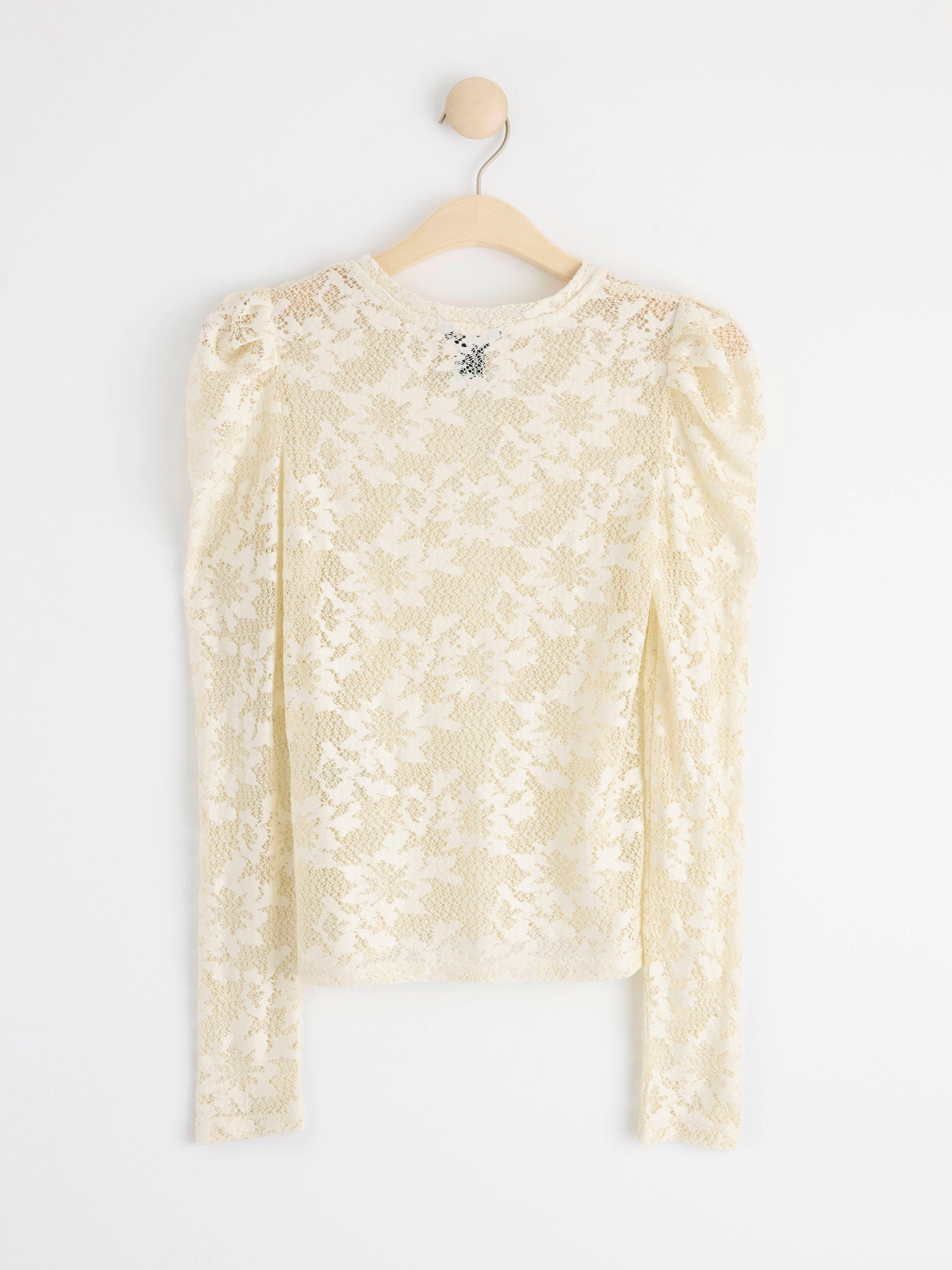 Long sleeve lace top Off White