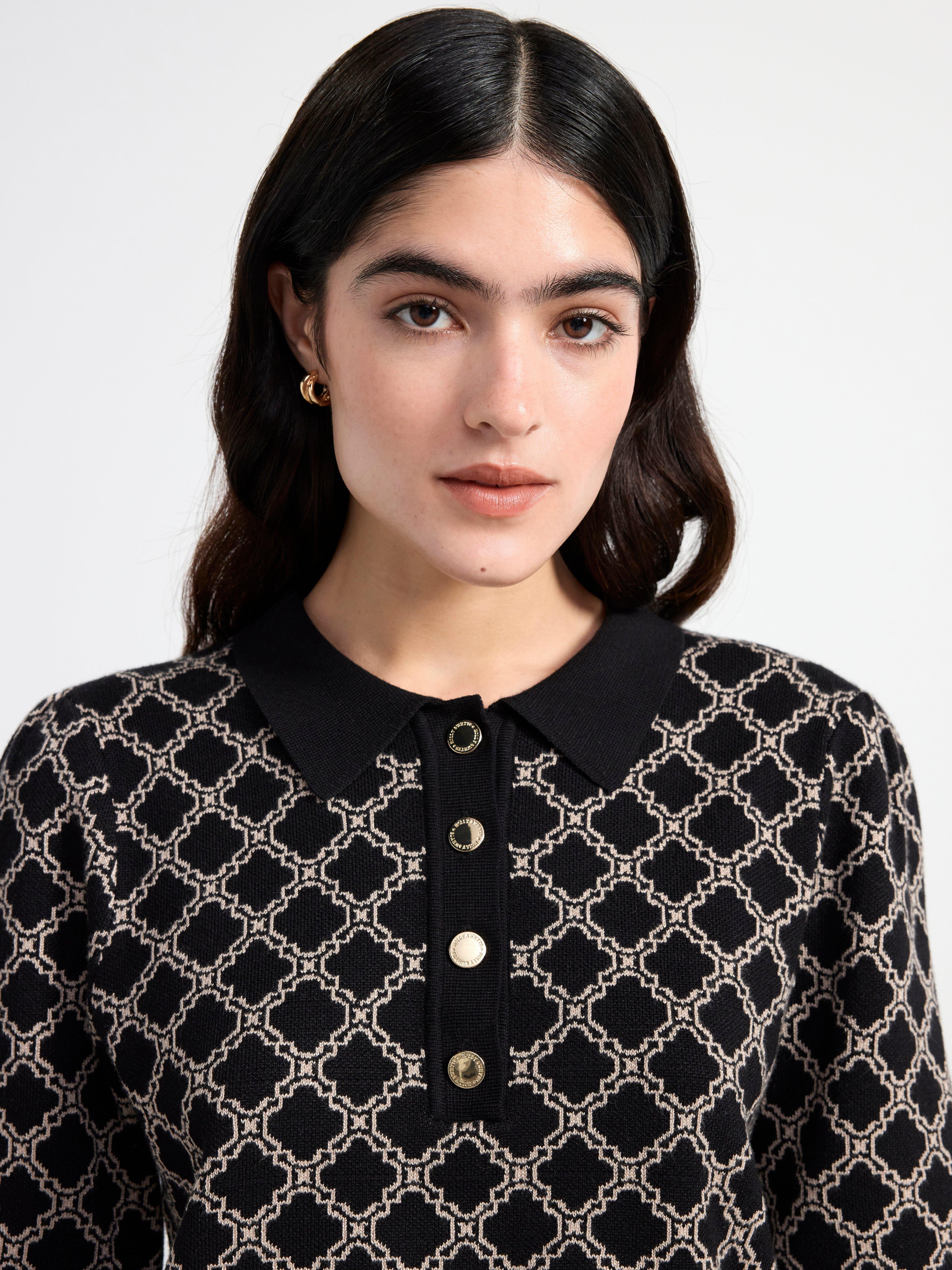 Short sleeve knitted jumper Black