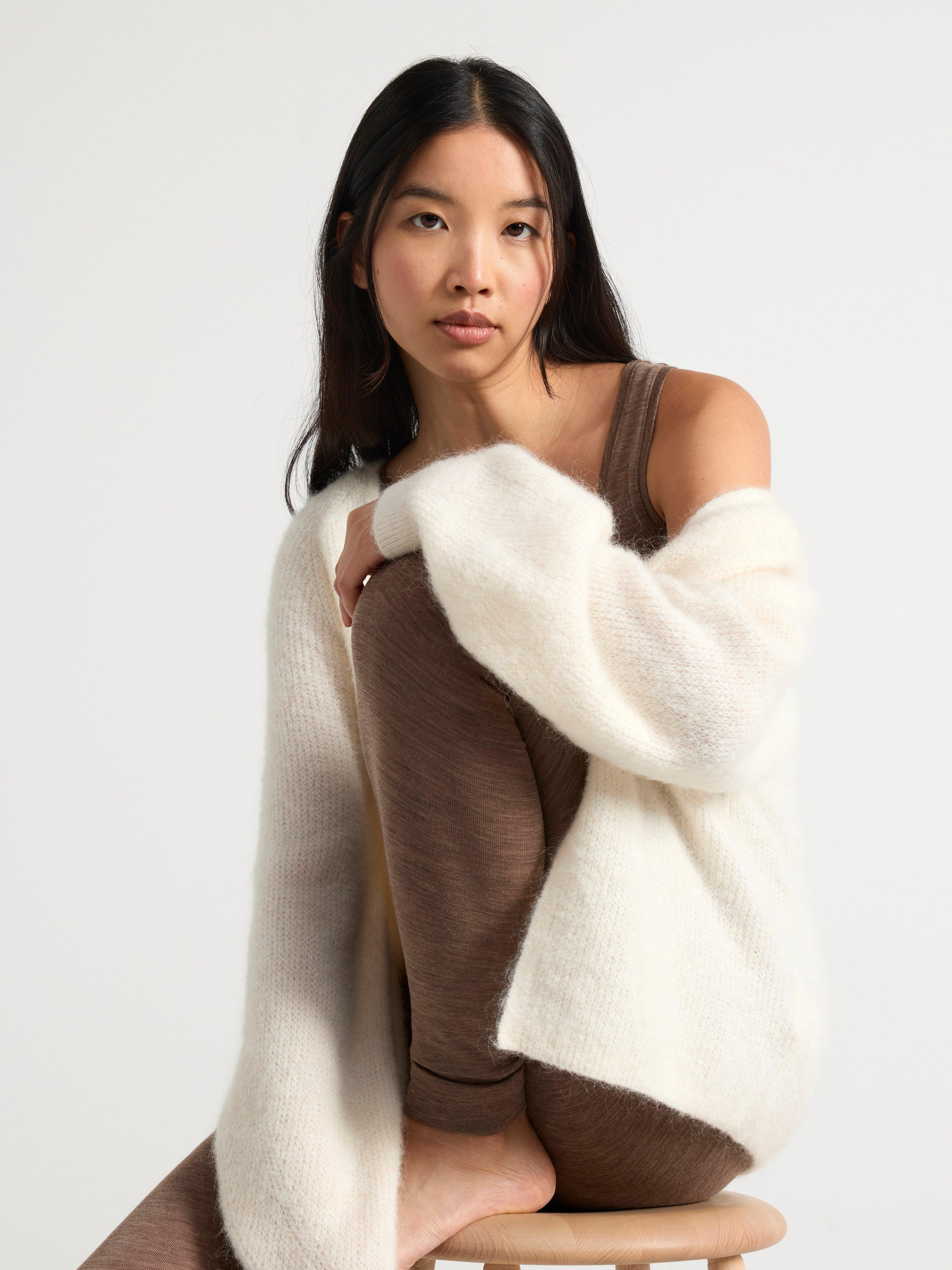 Tank top in merino wool Brown melange