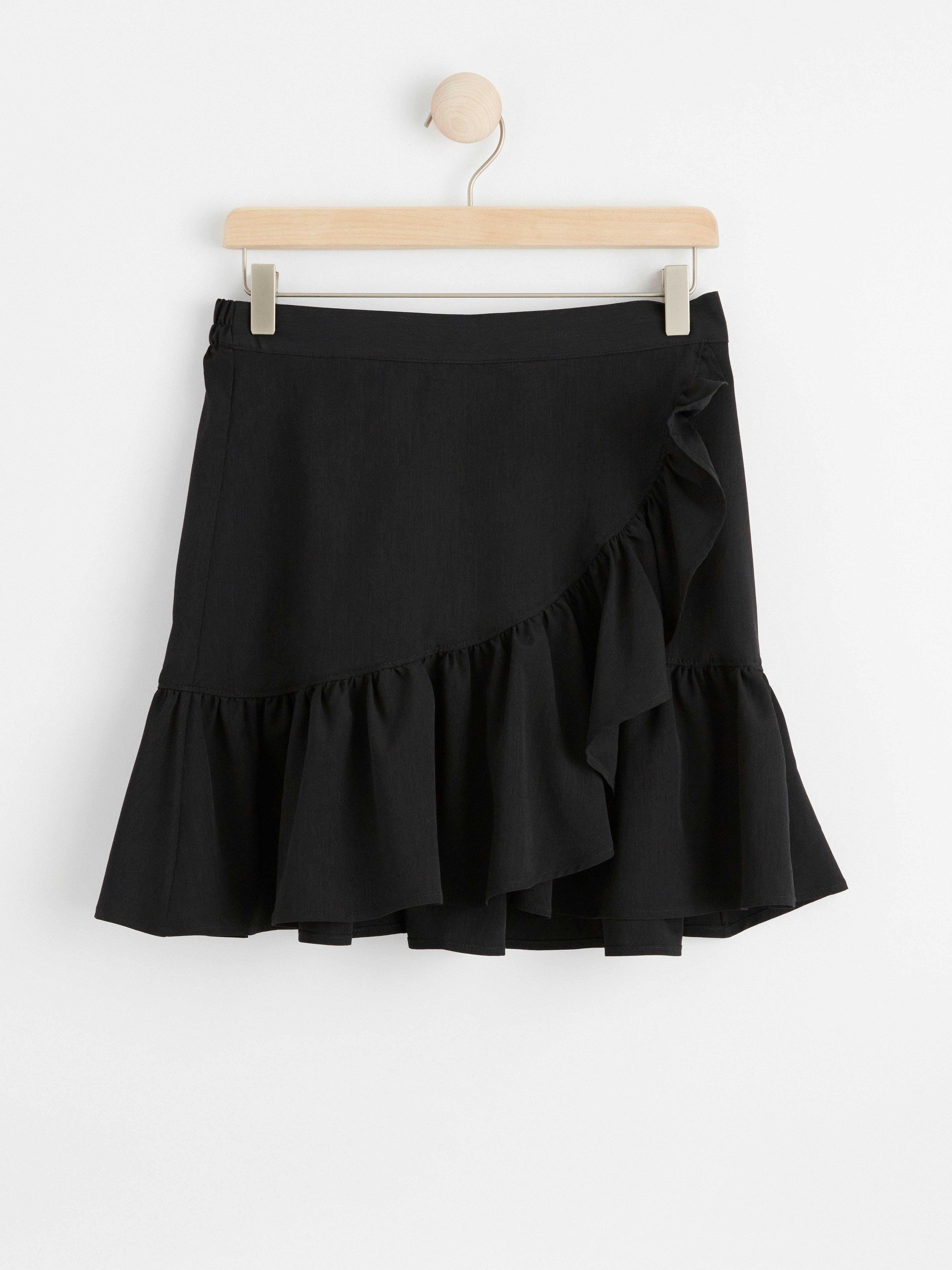 Mini skirt with flounces Black