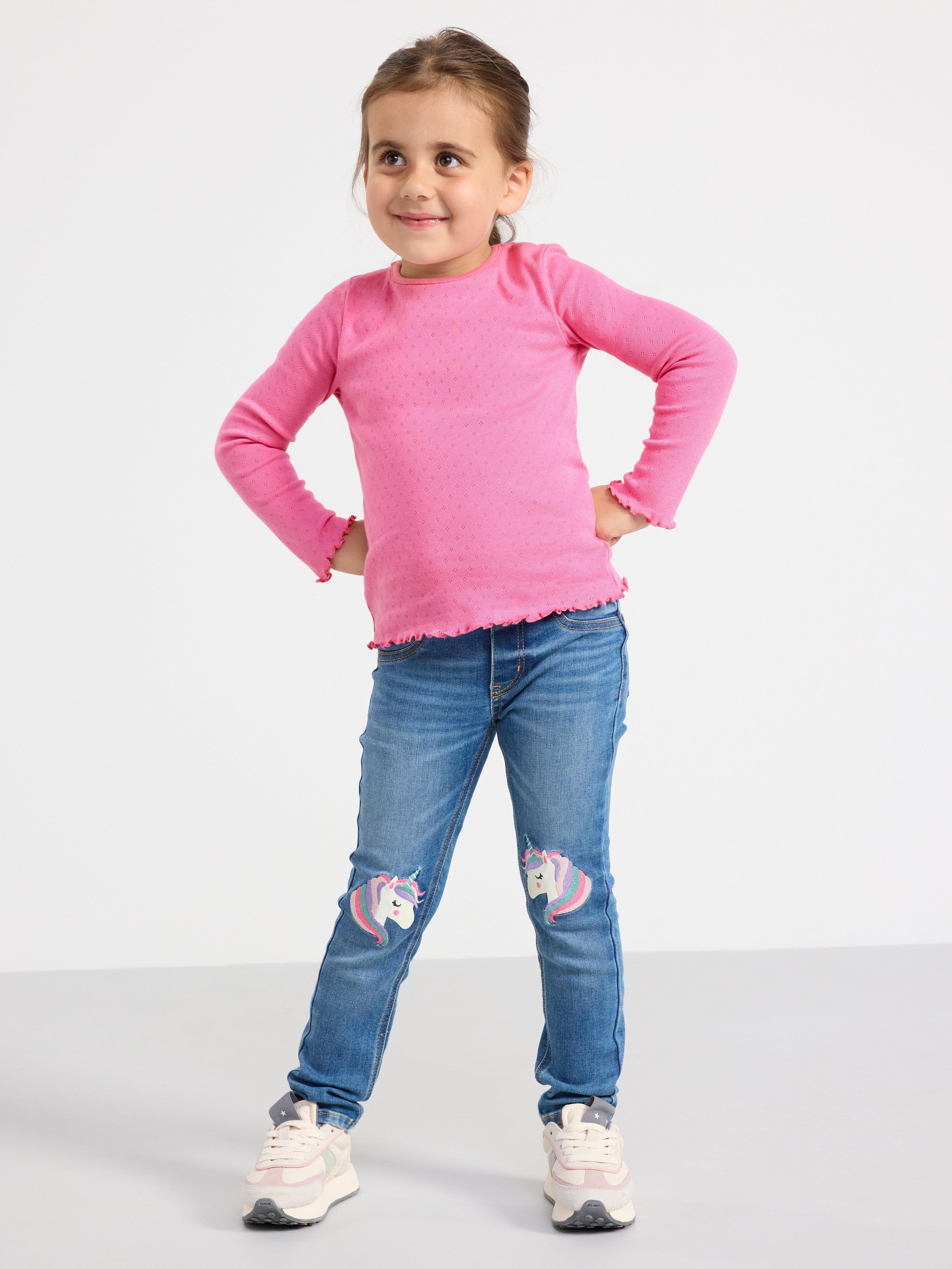 Top in pointelle with frills Pink