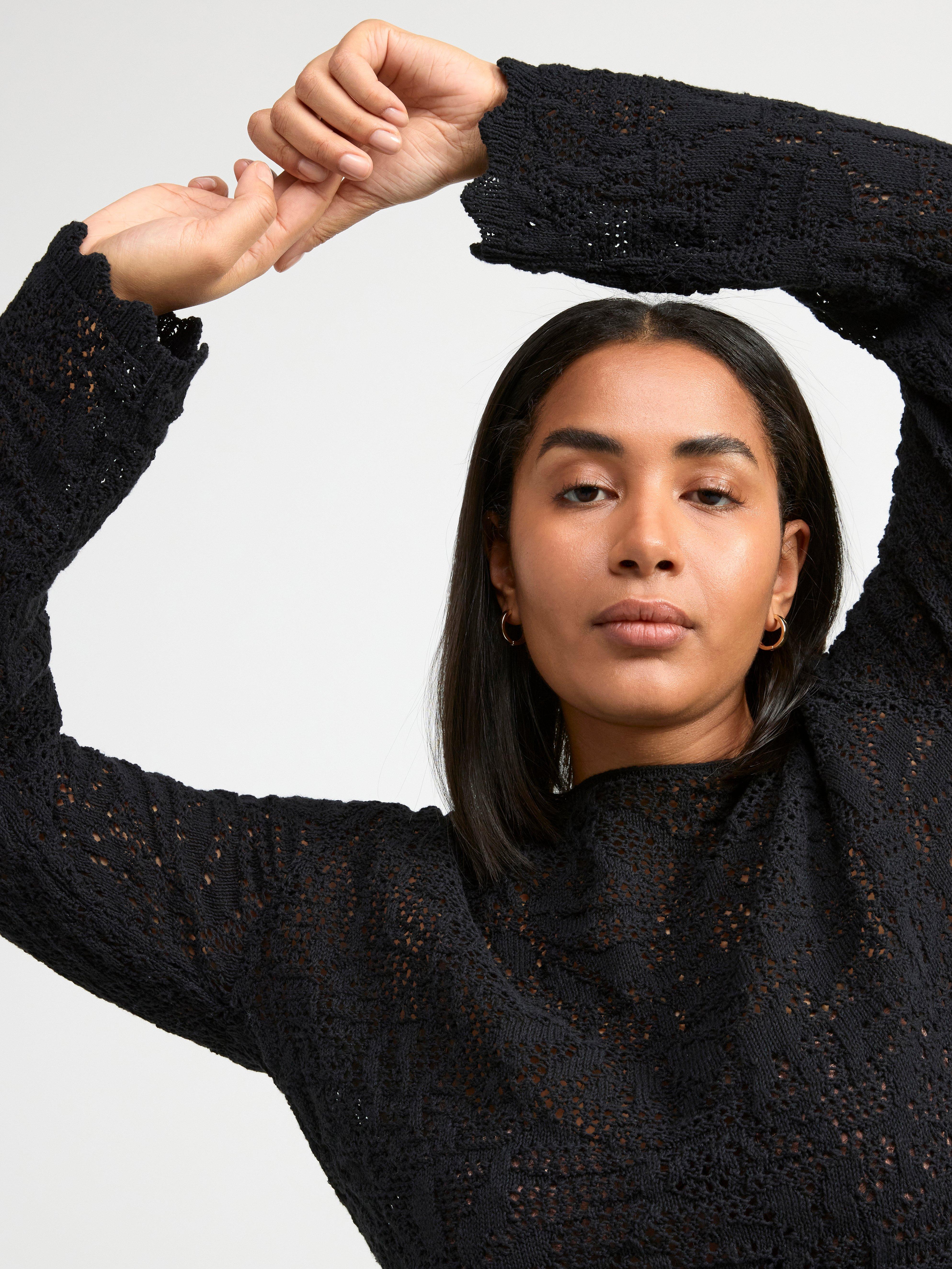 Long sleeve knitted top Black