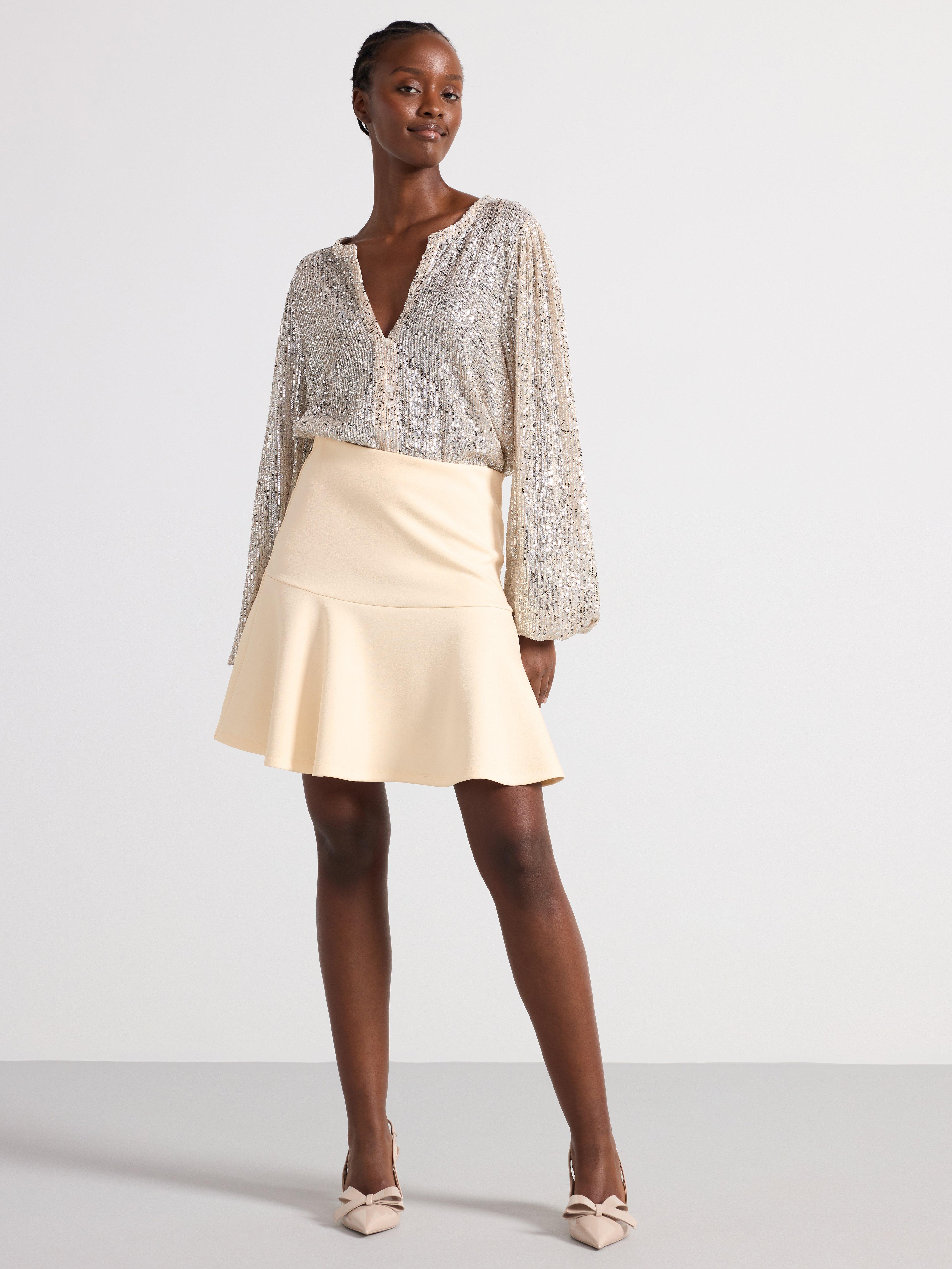 Long sleeve top with sequins Silver