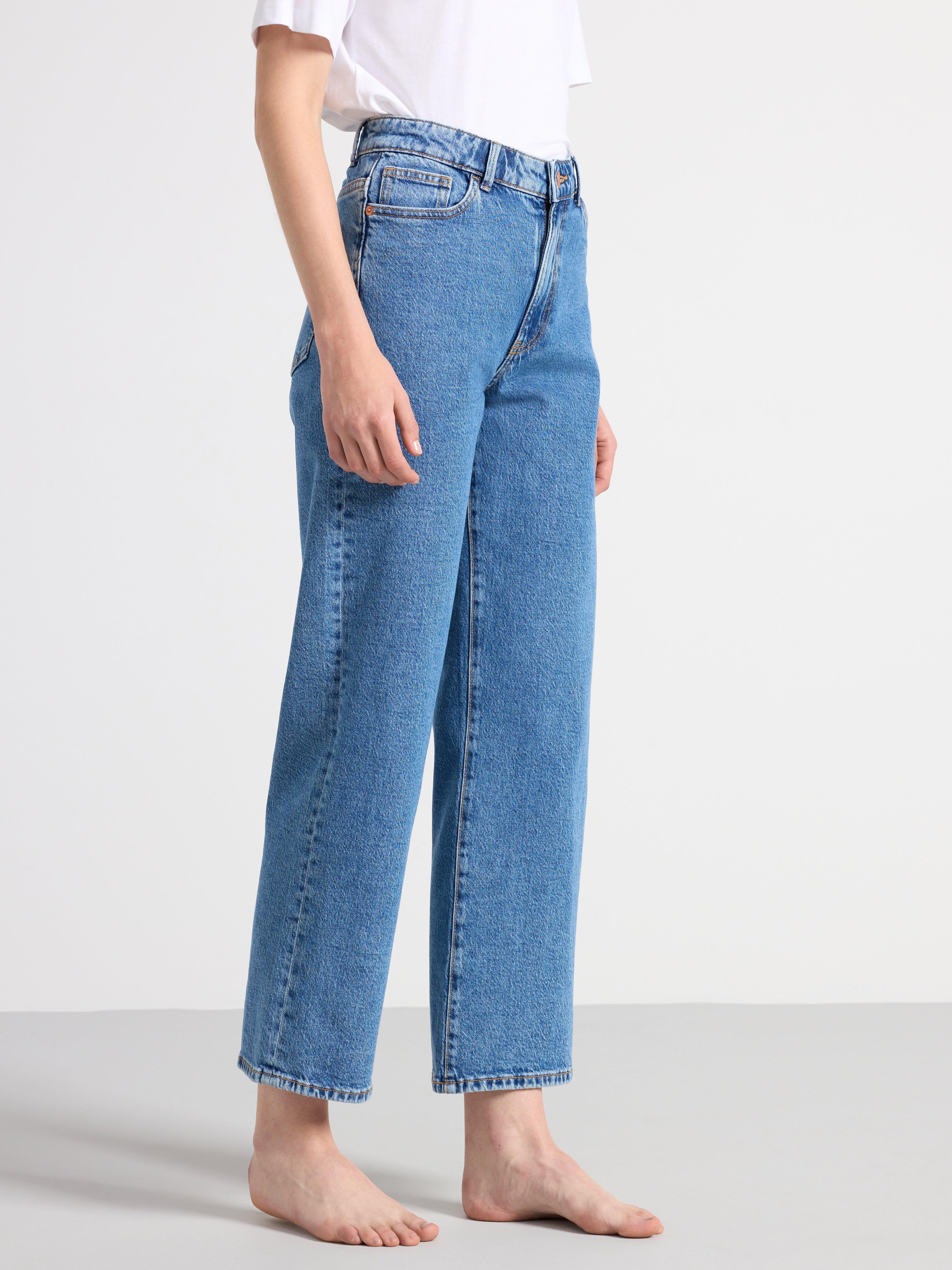 HANNA Wide high waist jeans with cropped leg Denim blue