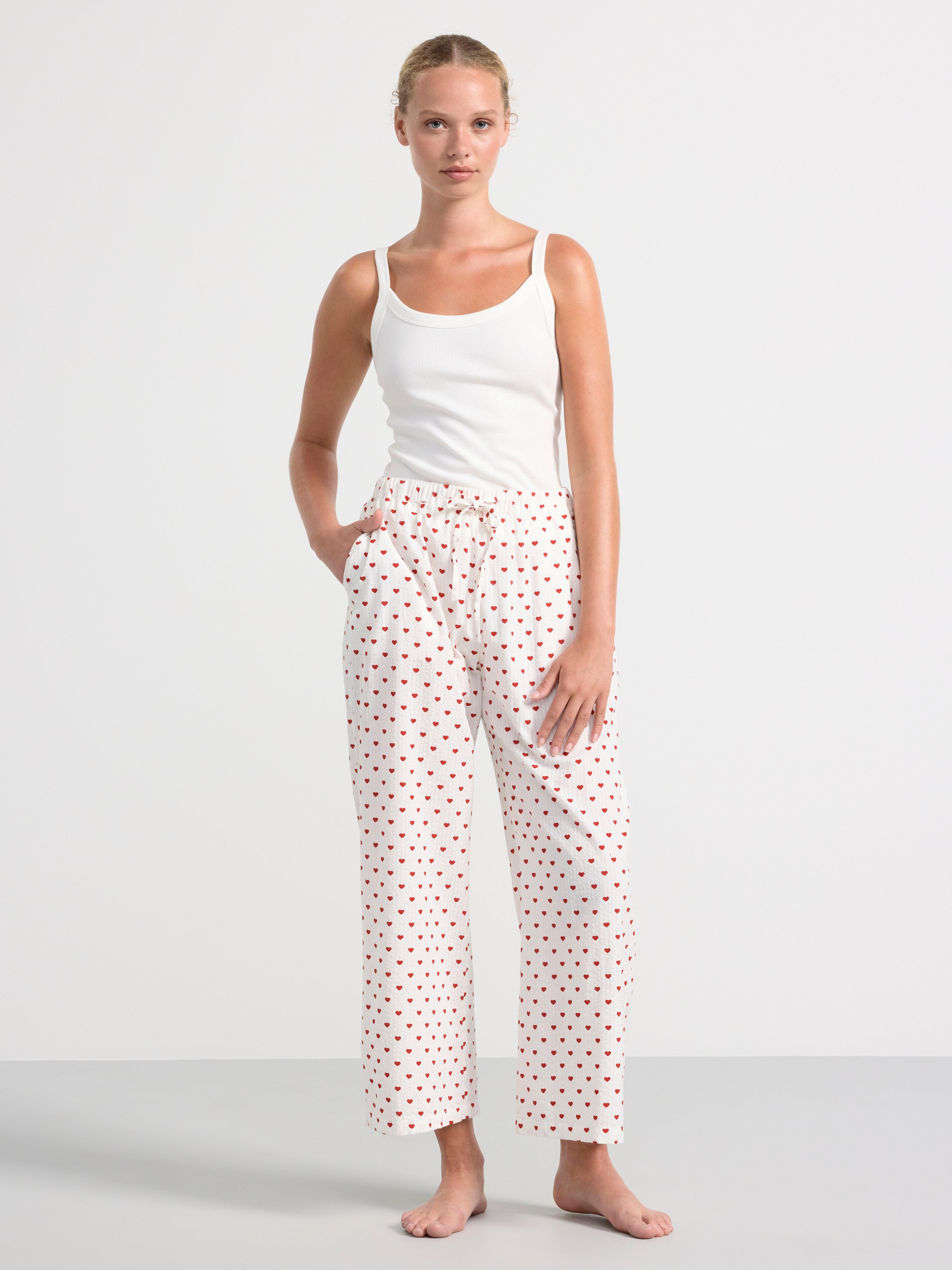 Pyjama trousers in seersucker Red