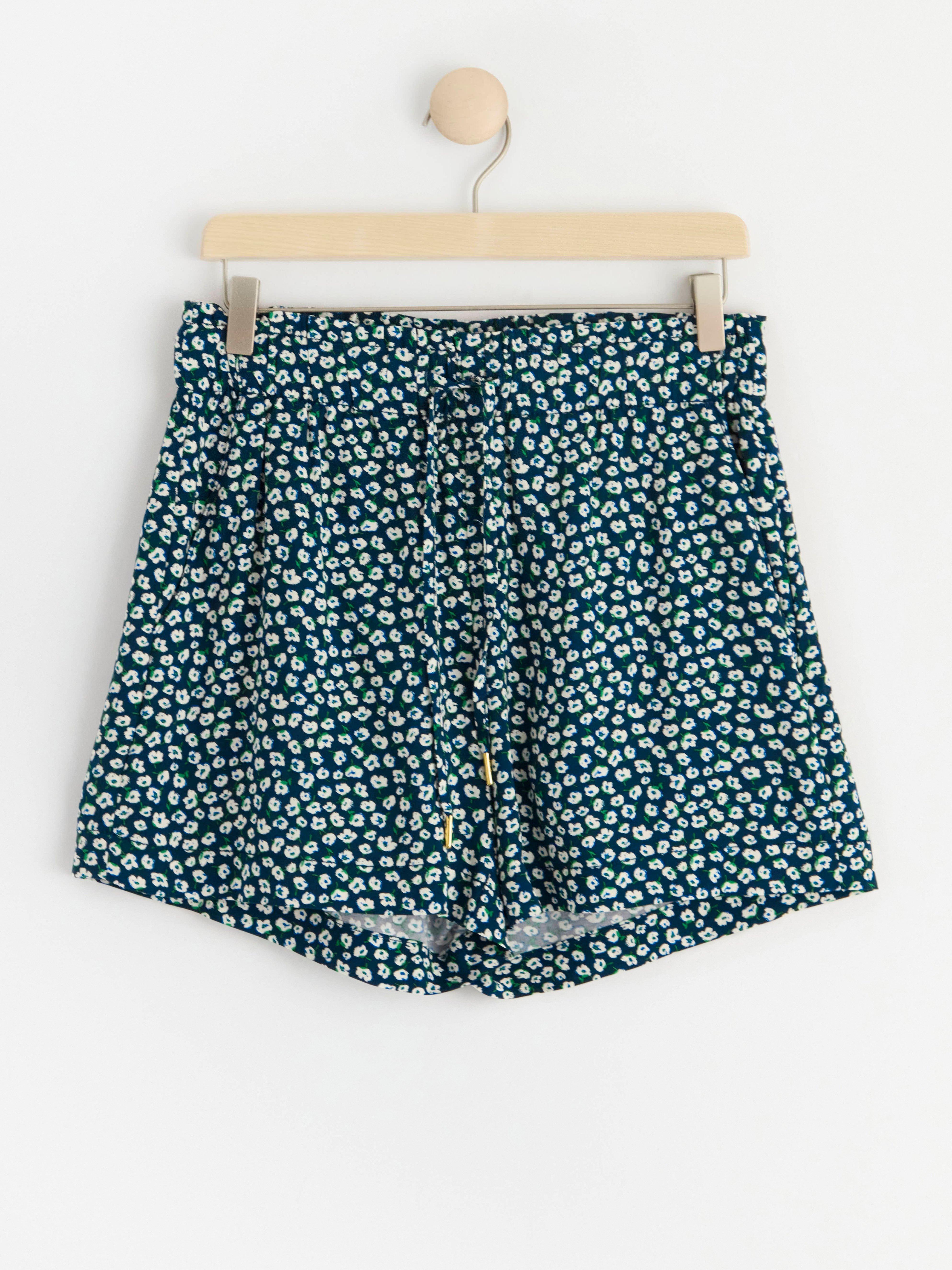 Patterned viscose shorts Navy