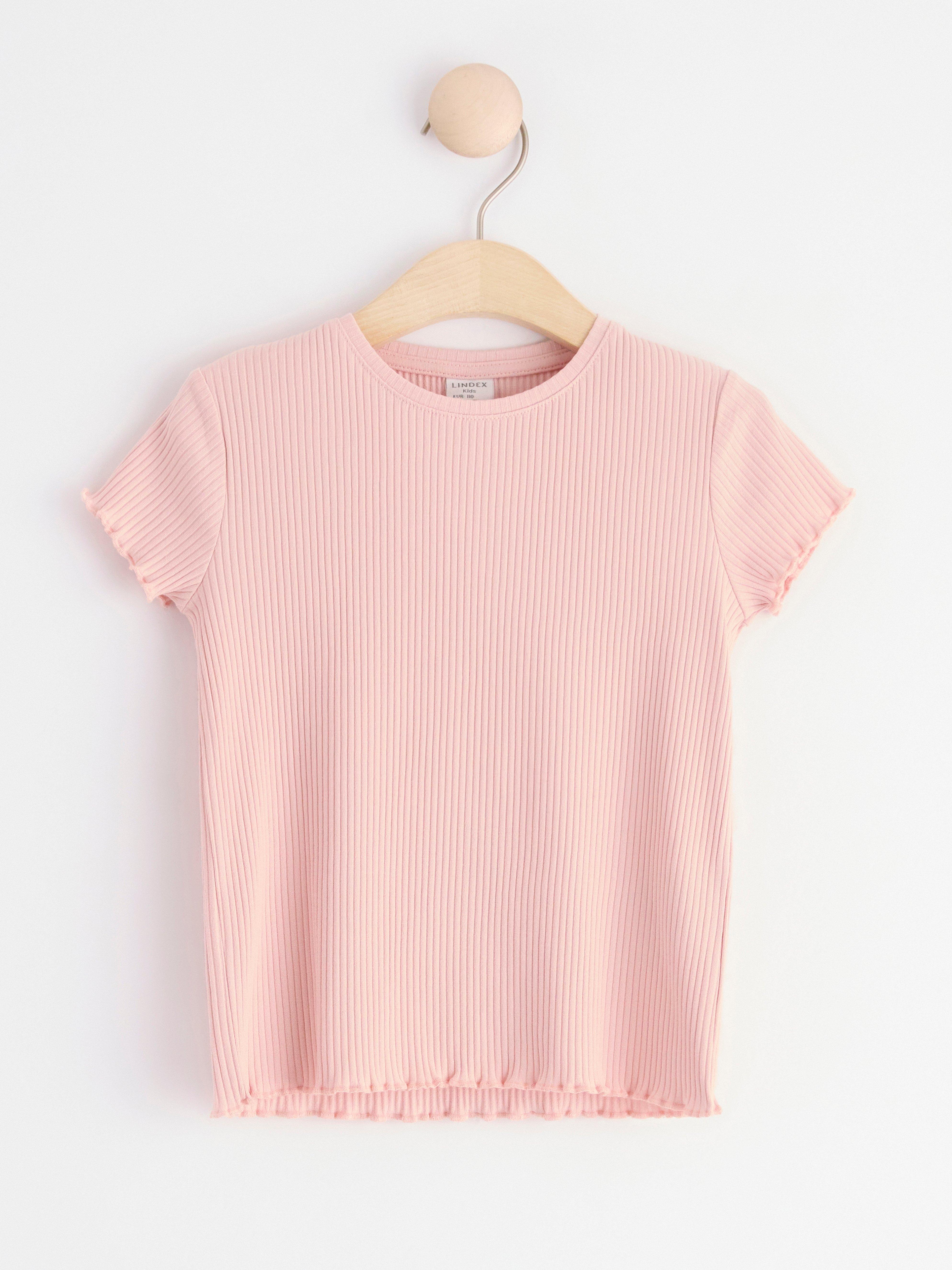 Ribbed short sleeve top Light Dusty Pink