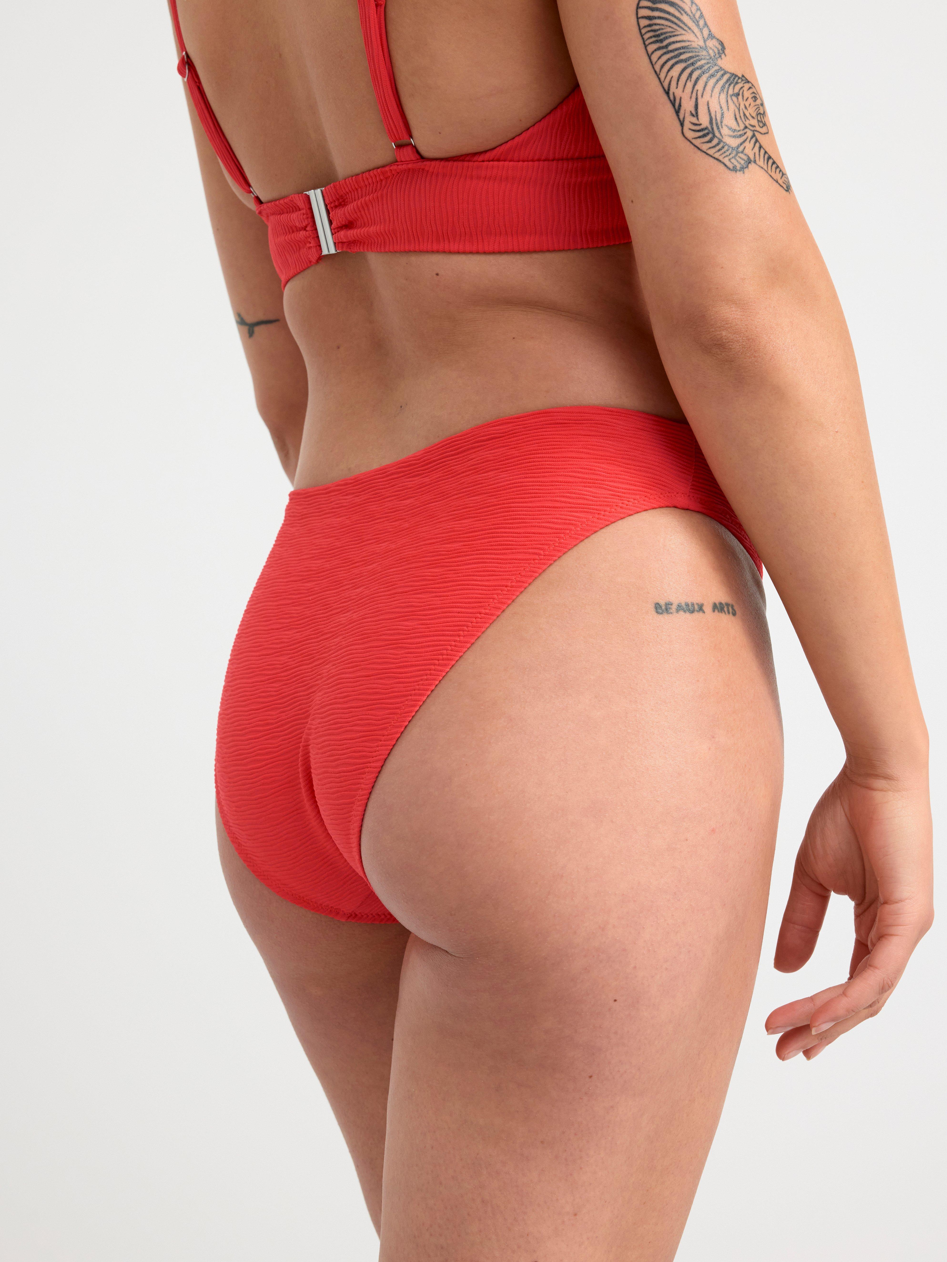 Regular waist bikini bottom Light red