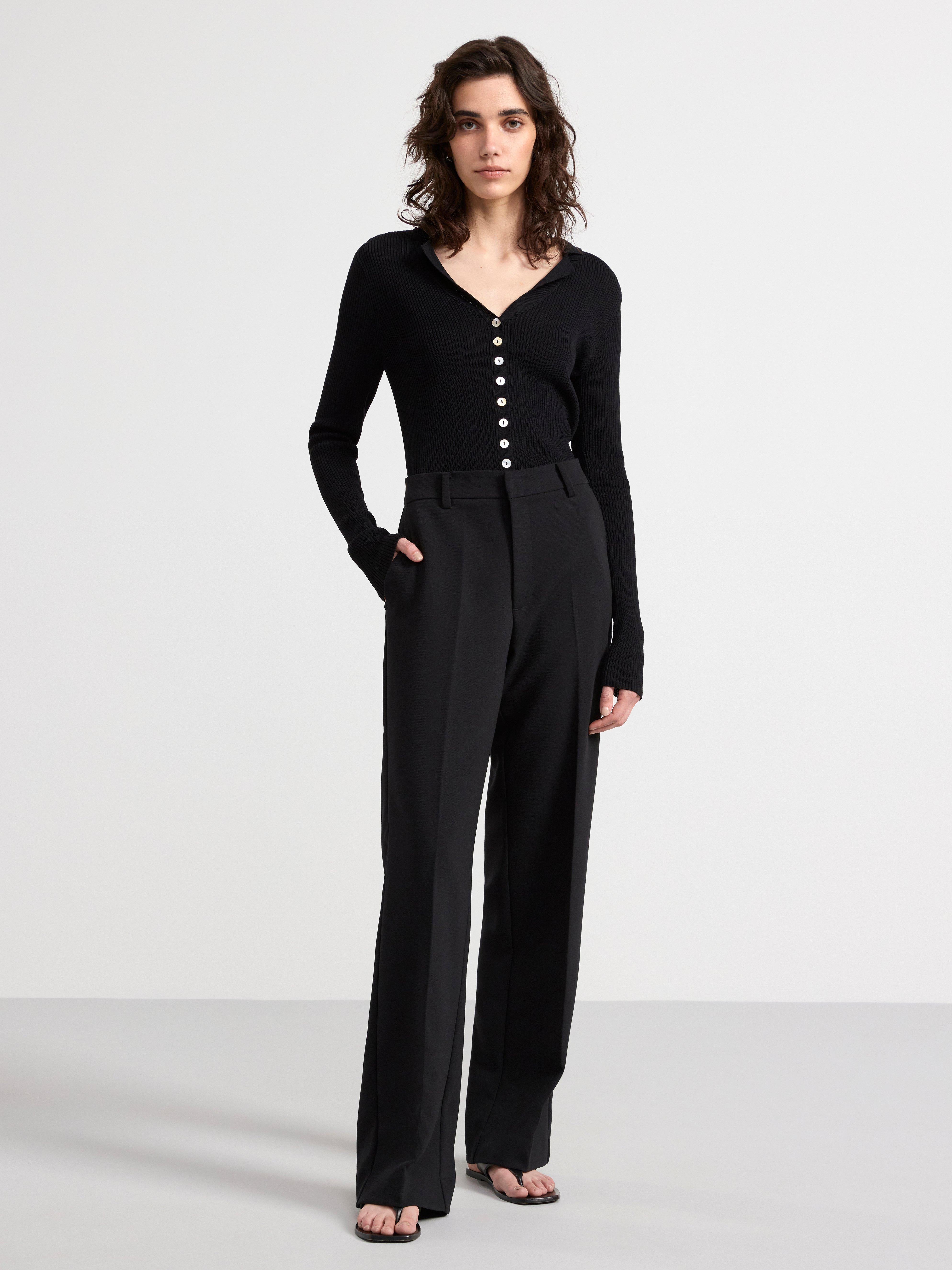 Collared fitted cardigan Black