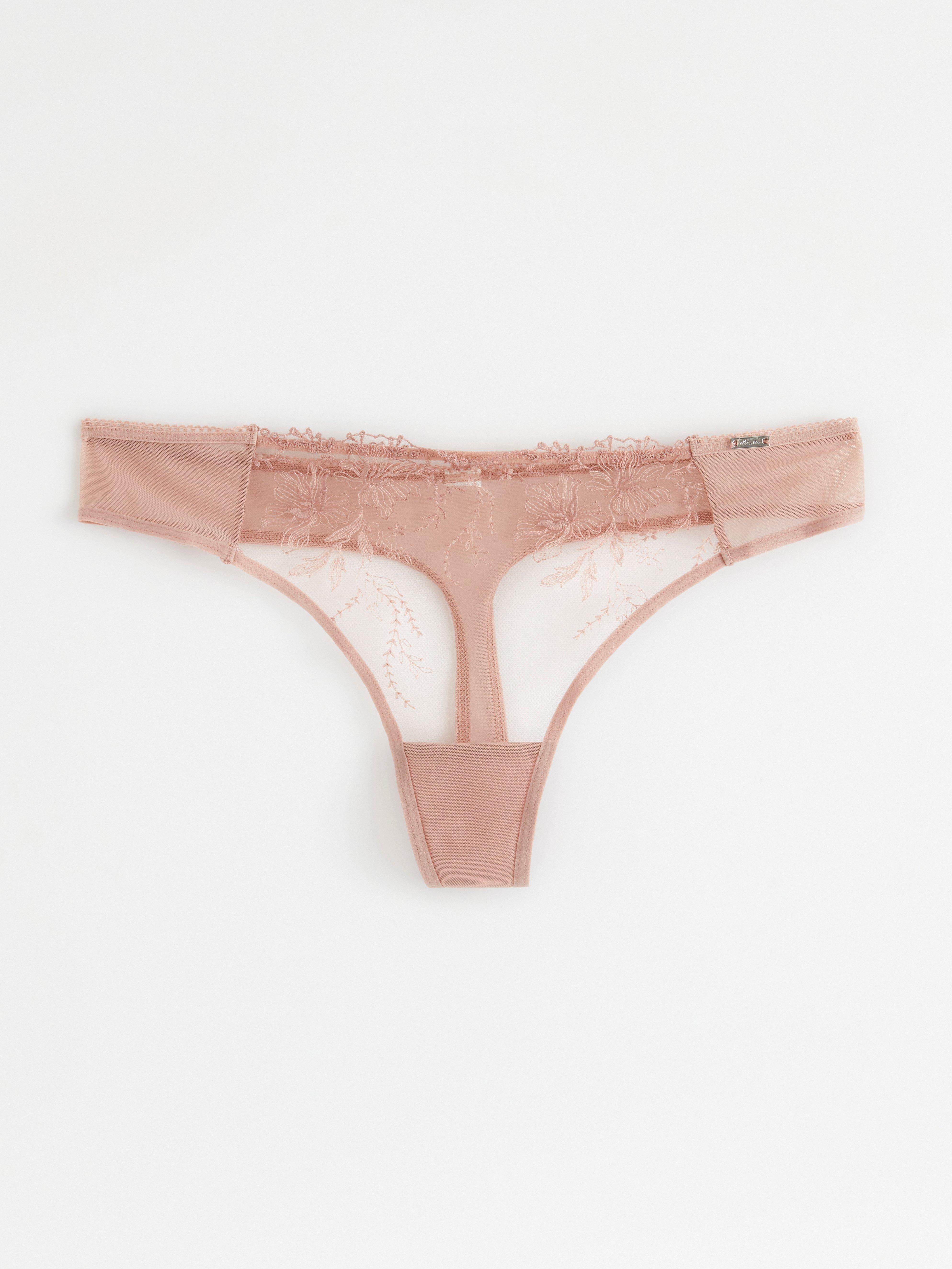 Thong low with lace Light Dusty Pink