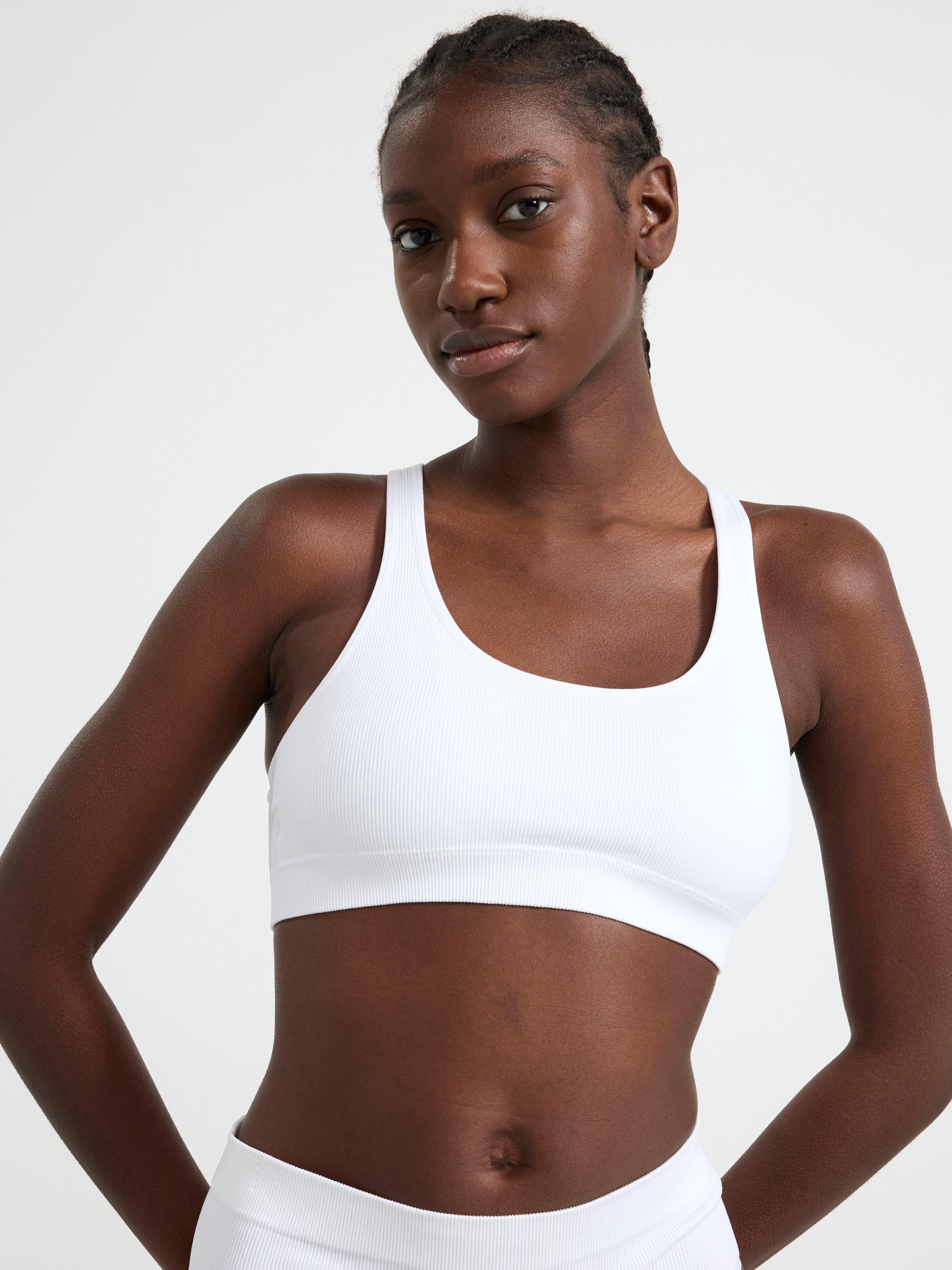 Seamless ribbed soft bra White