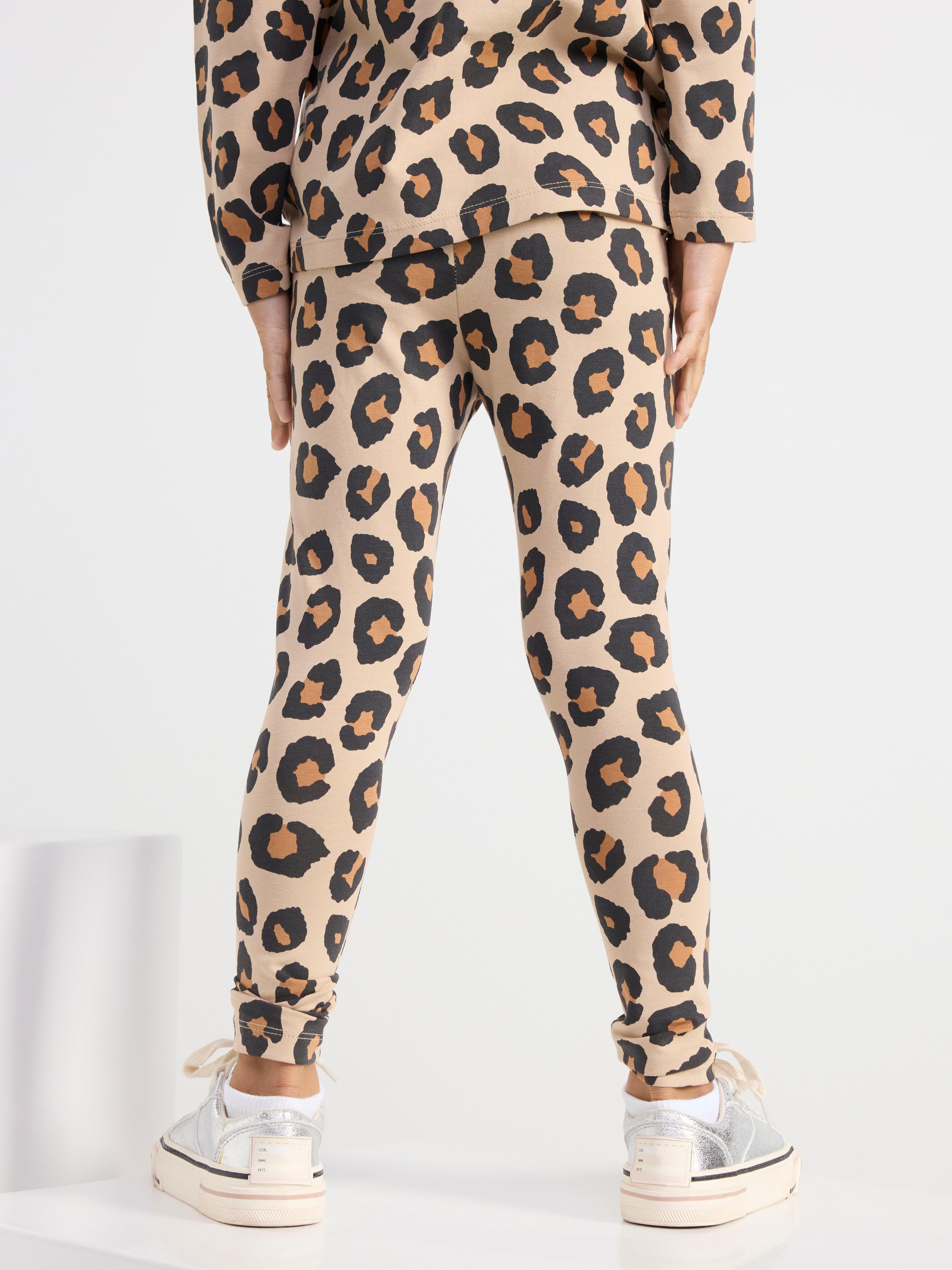 Leggings with leo print Beige