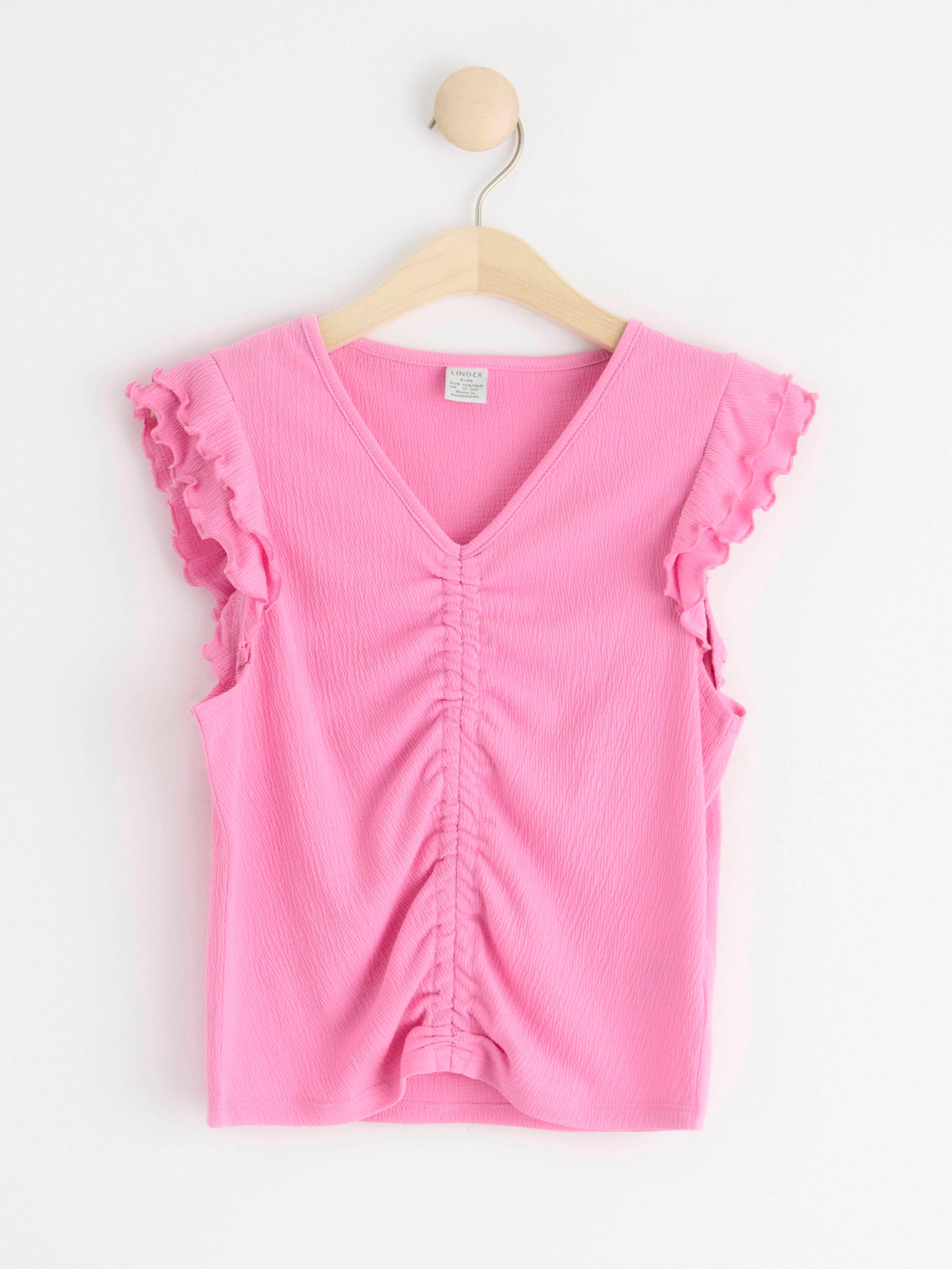 Cropped top with frill sleeves Light Pink