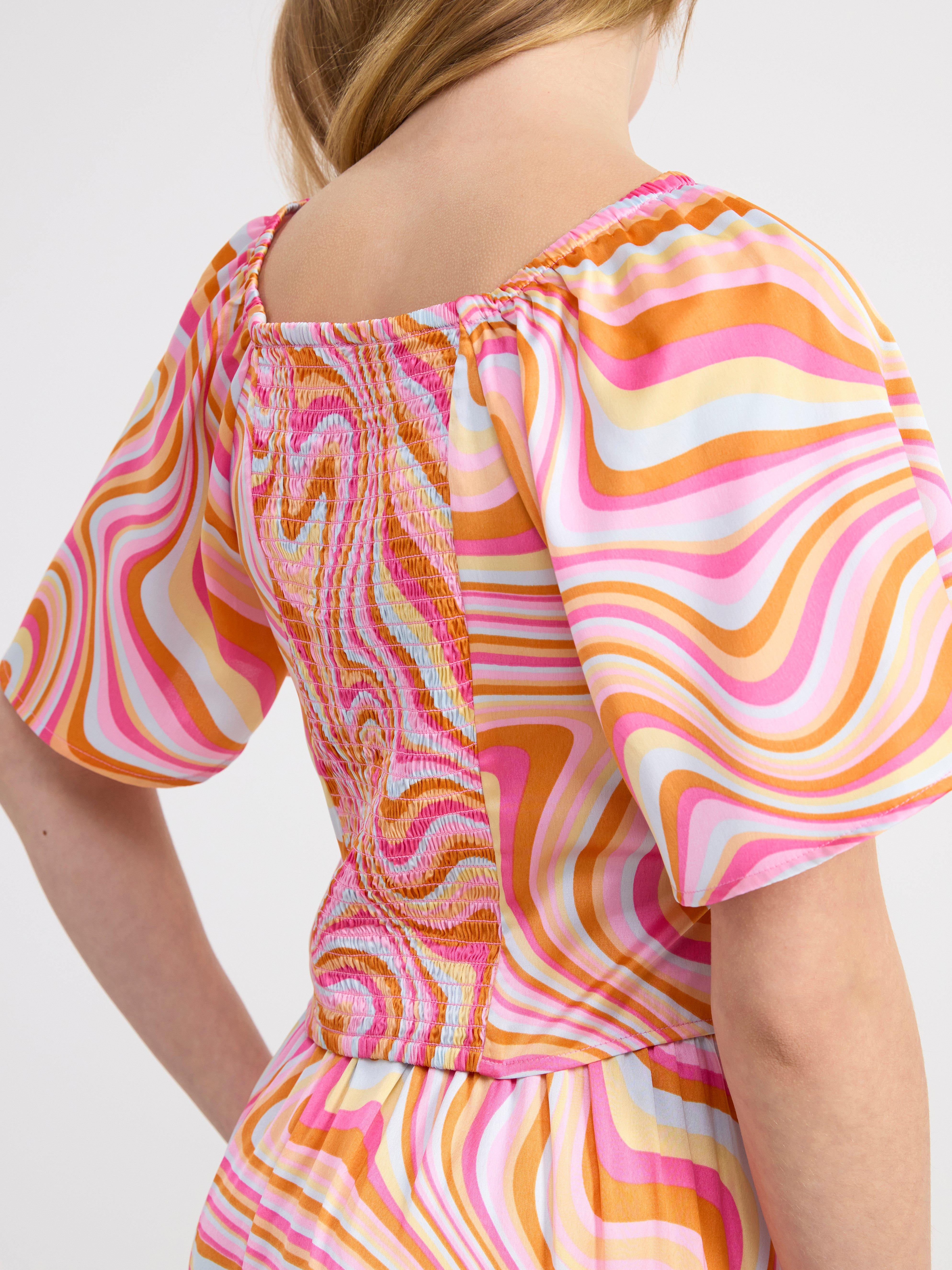 Cropped satin blouse Light Orange