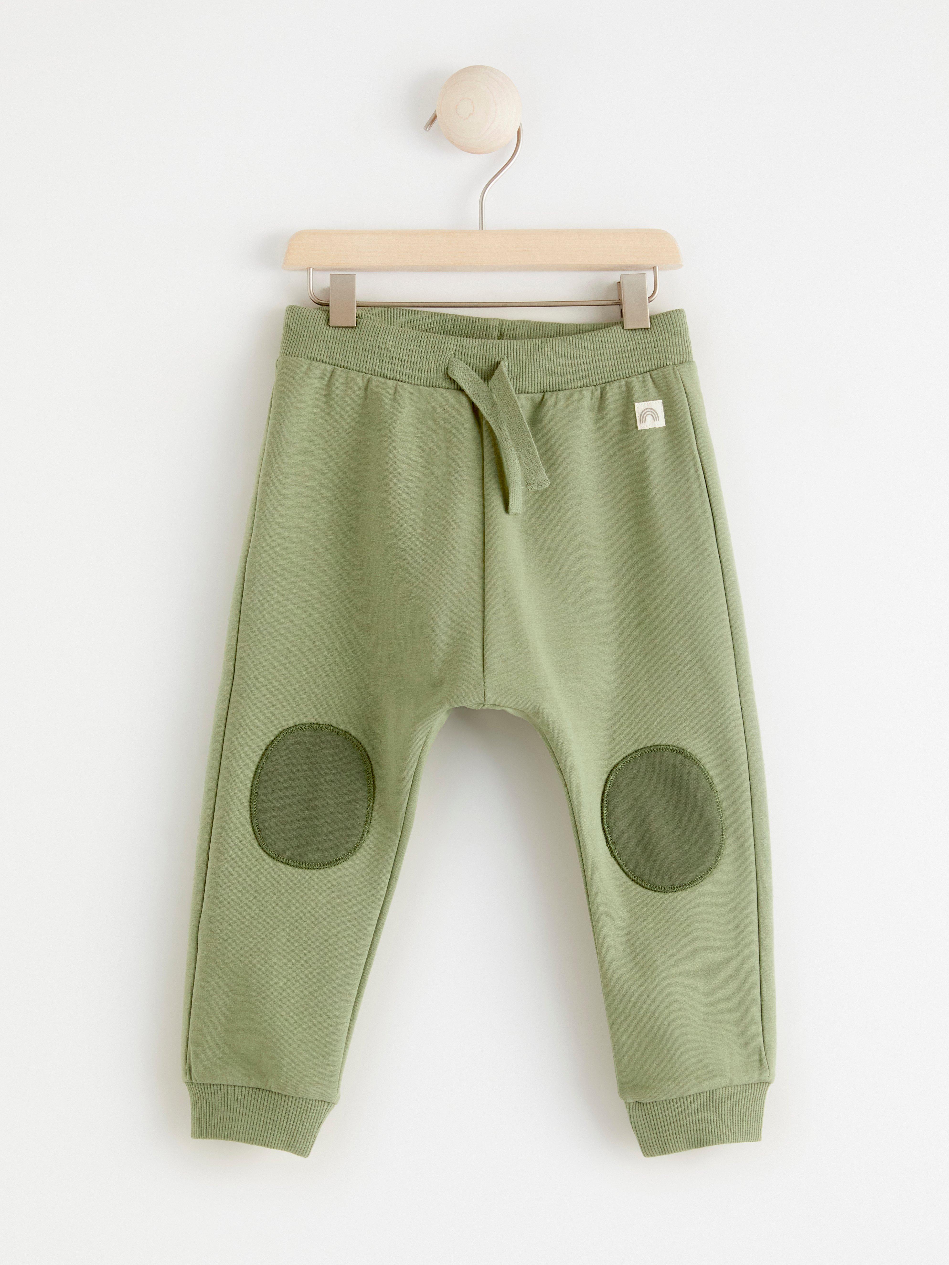 Joggers with round knee patches Dusty Green