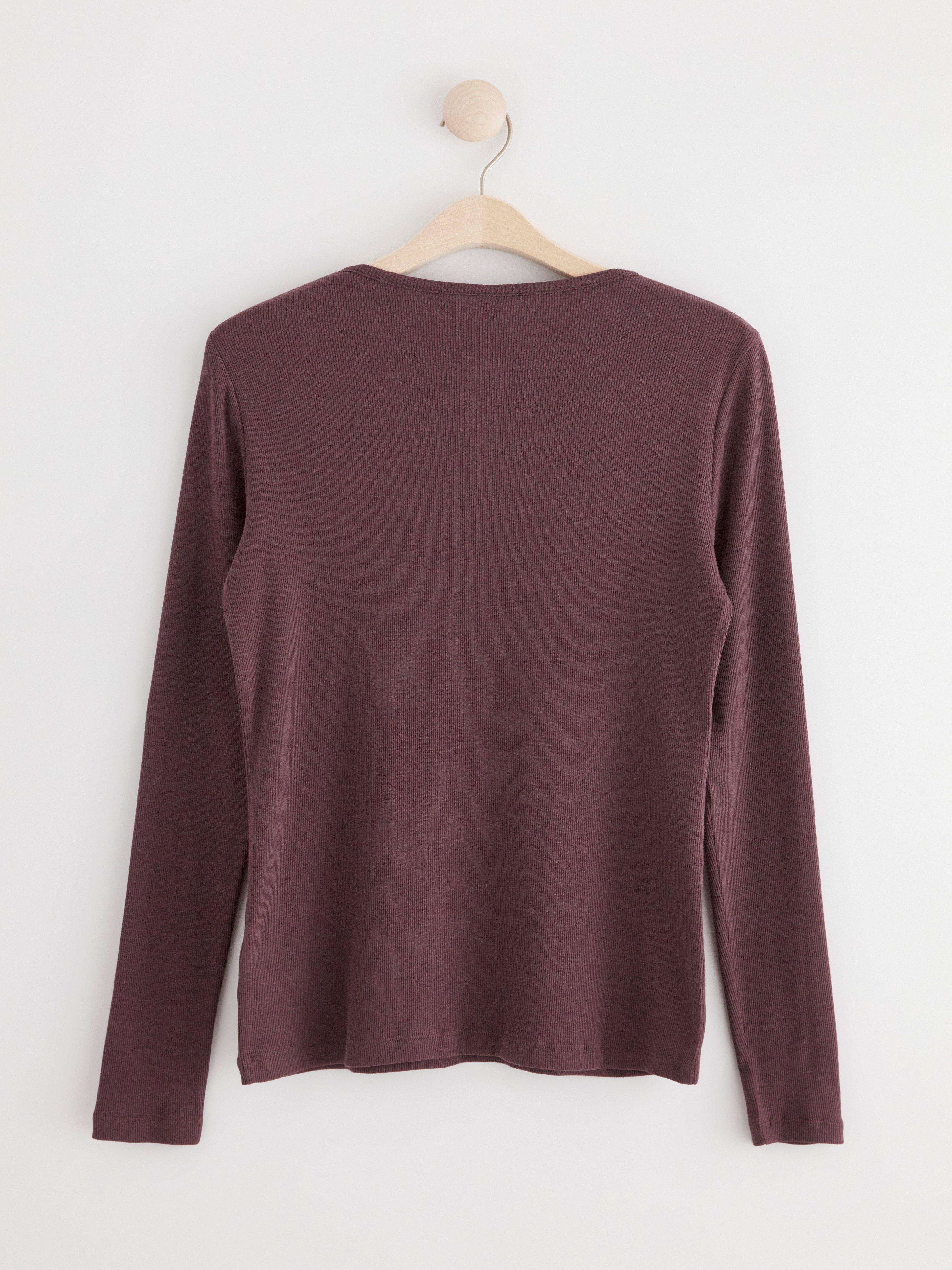 Ribbed long sleeve pyjama top Dark Dusty Lilac