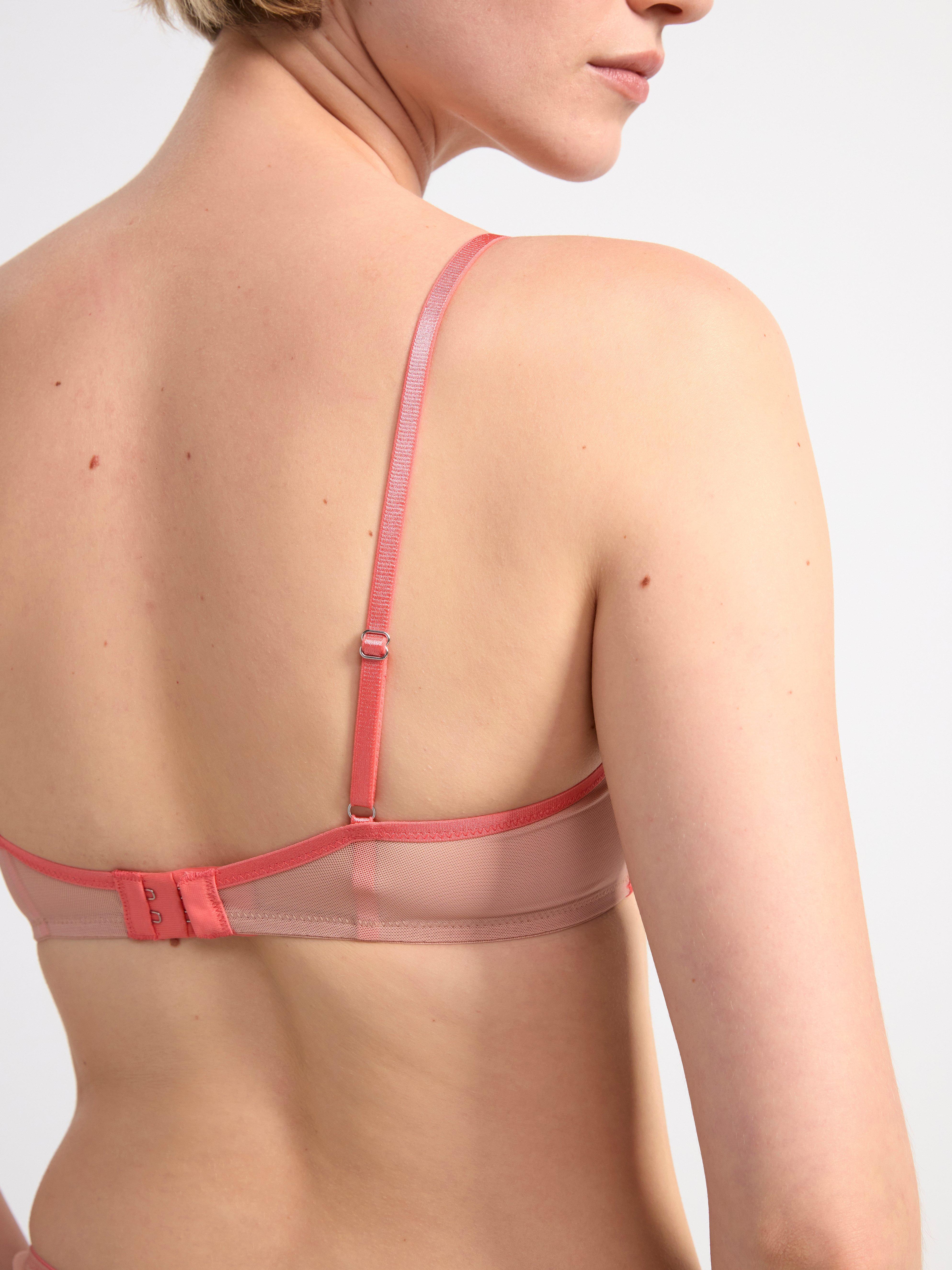 Senna unpadded bra with lace and flowers Dark Pink